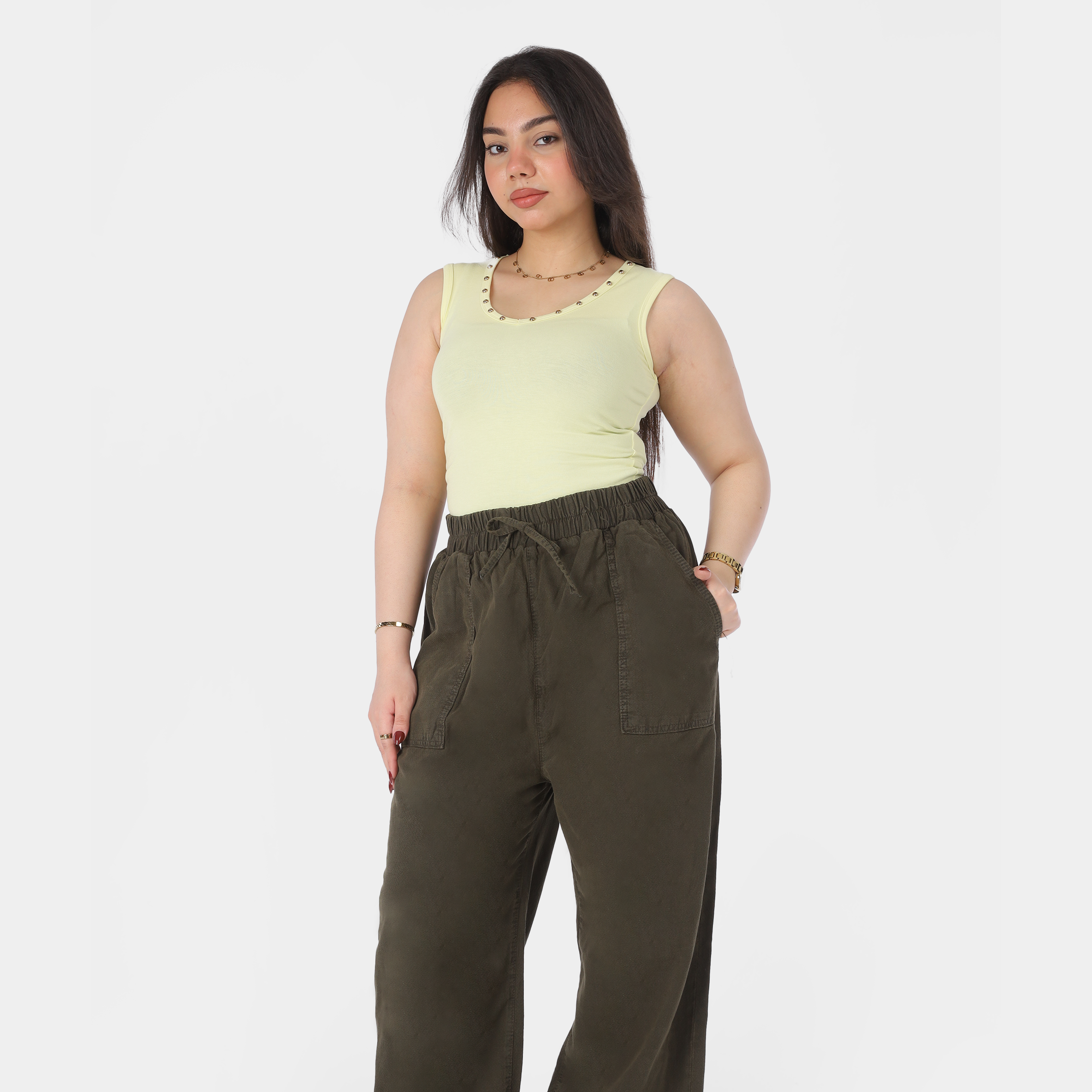 Wide Leg Gabardine Trousers 10061326