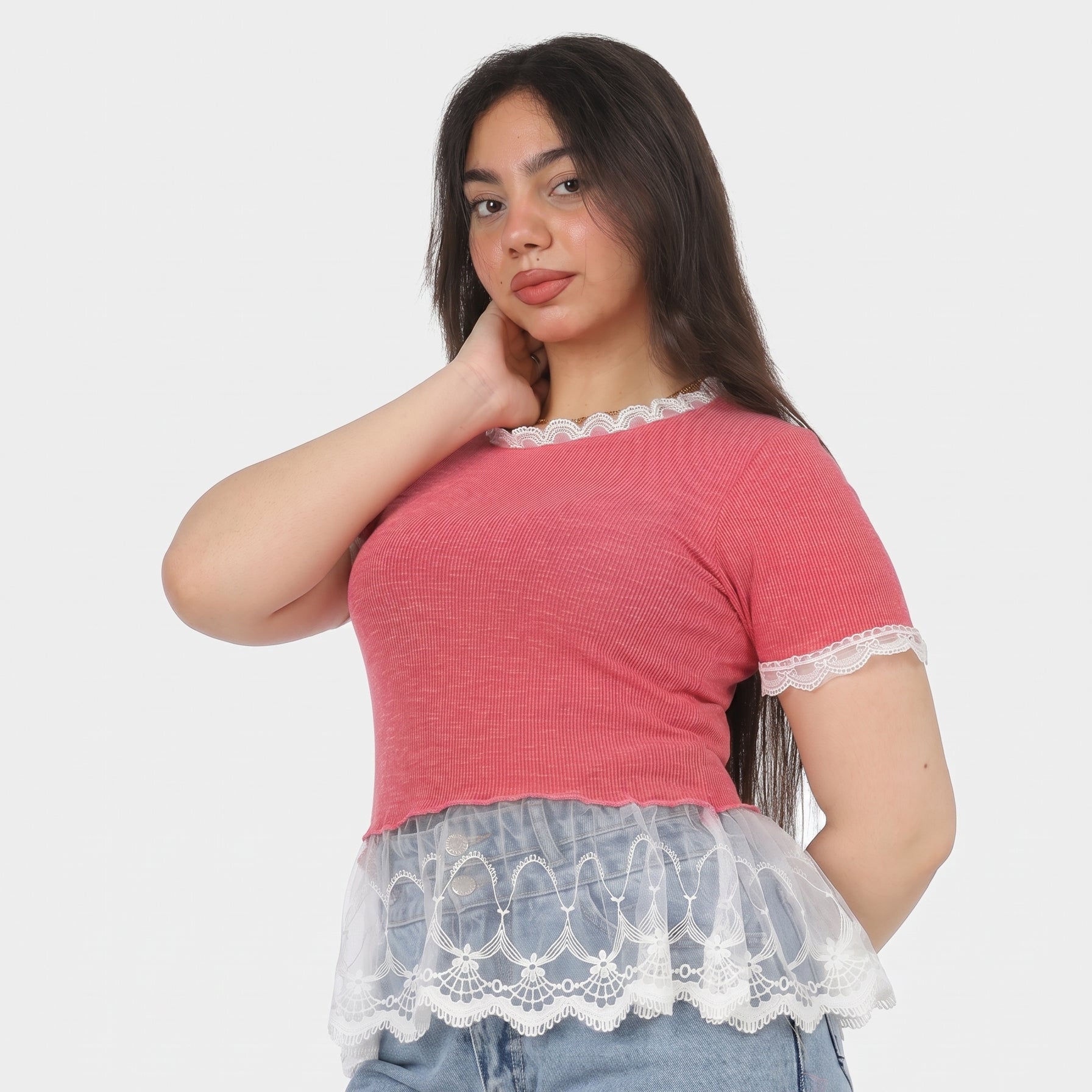 Half Sleeve Lace Detail Blouse 2002/164