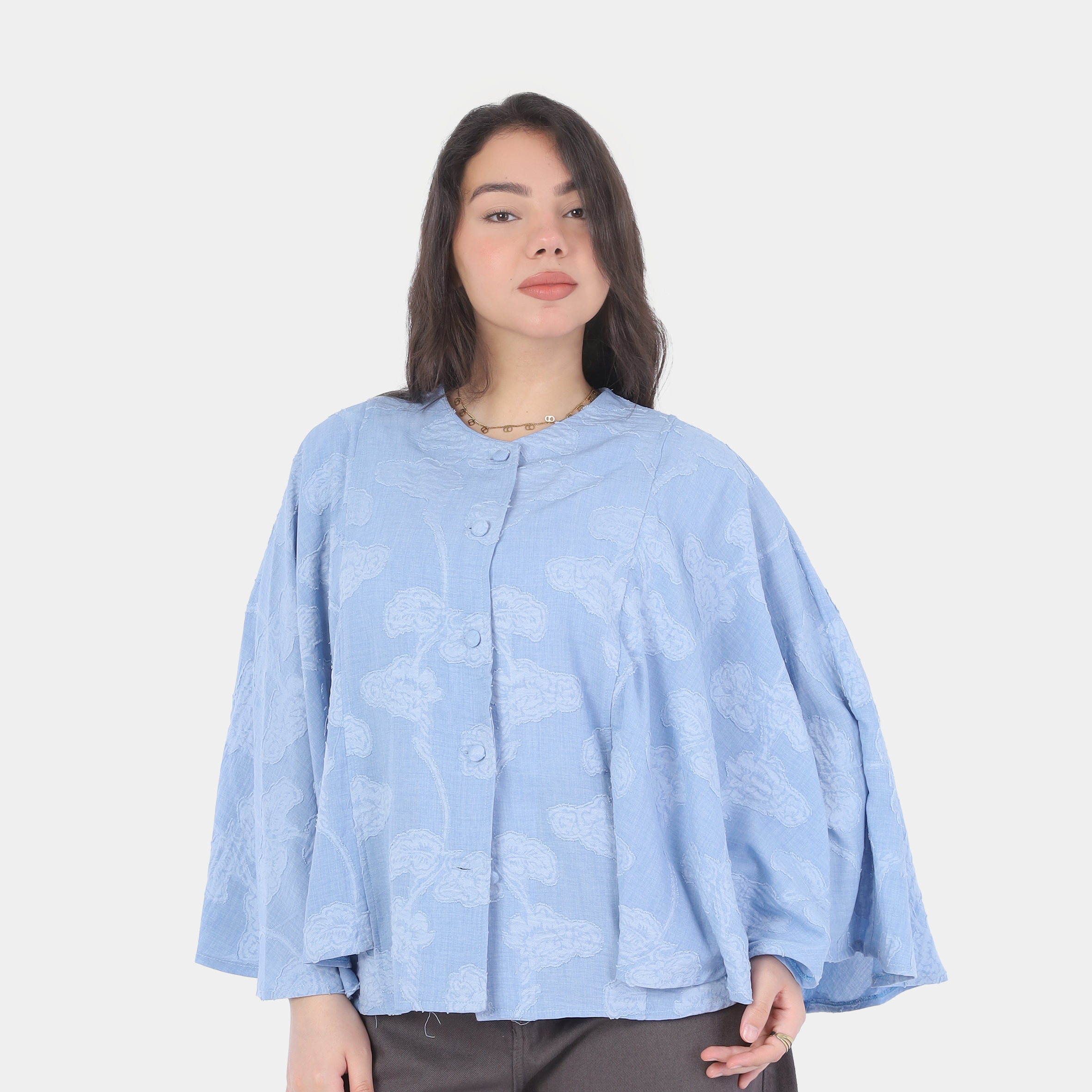 Button-Up Blouse with Wide Sleeves 10128522