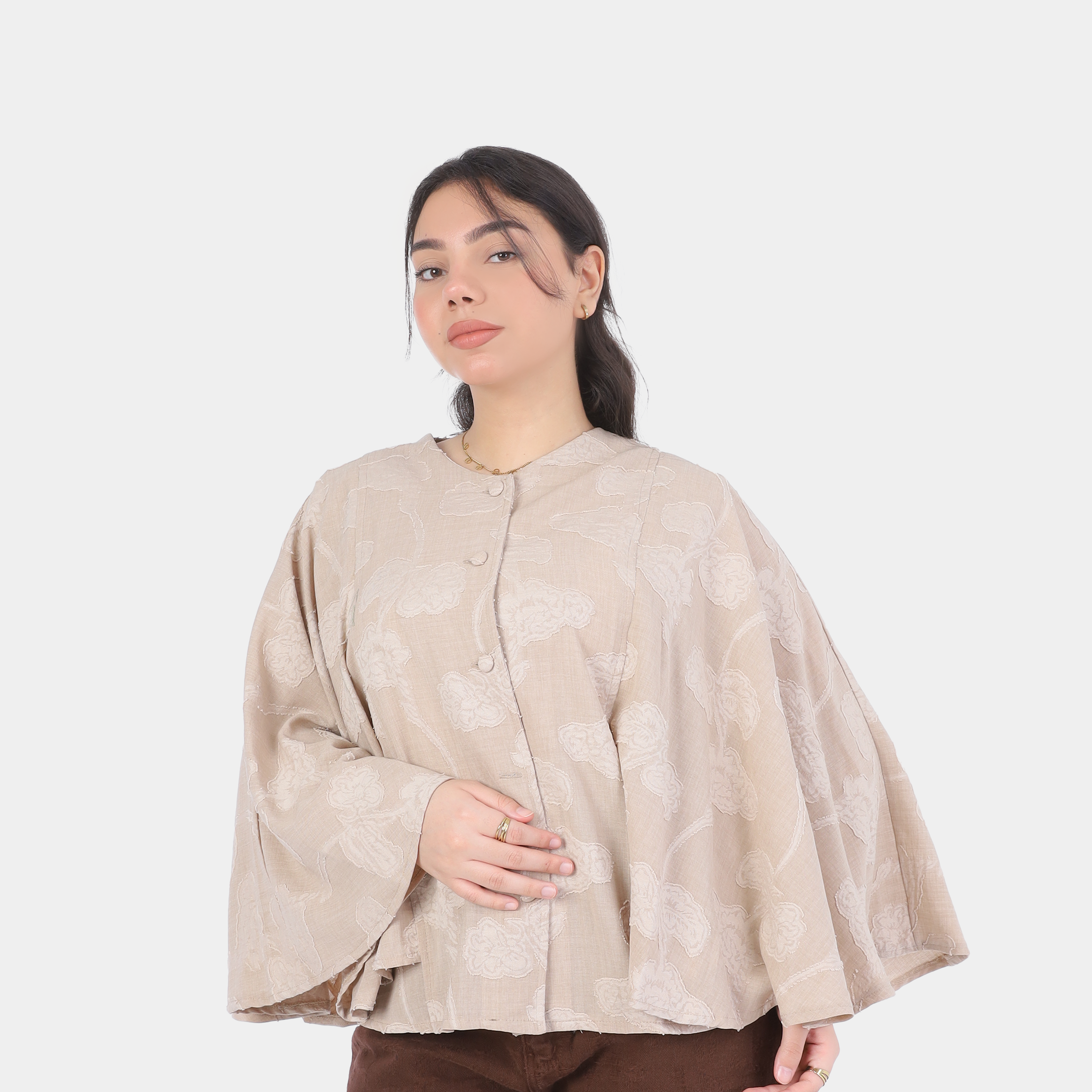 Button-Up Blouse with Wide Sleeves 10128522