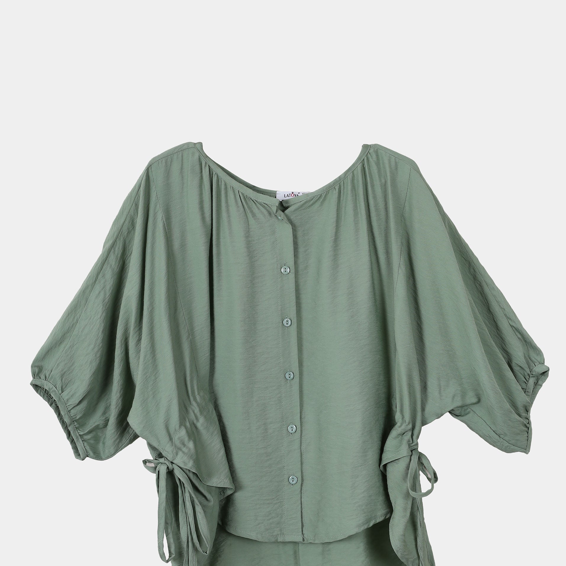 Drawstring waist blouse s10707049