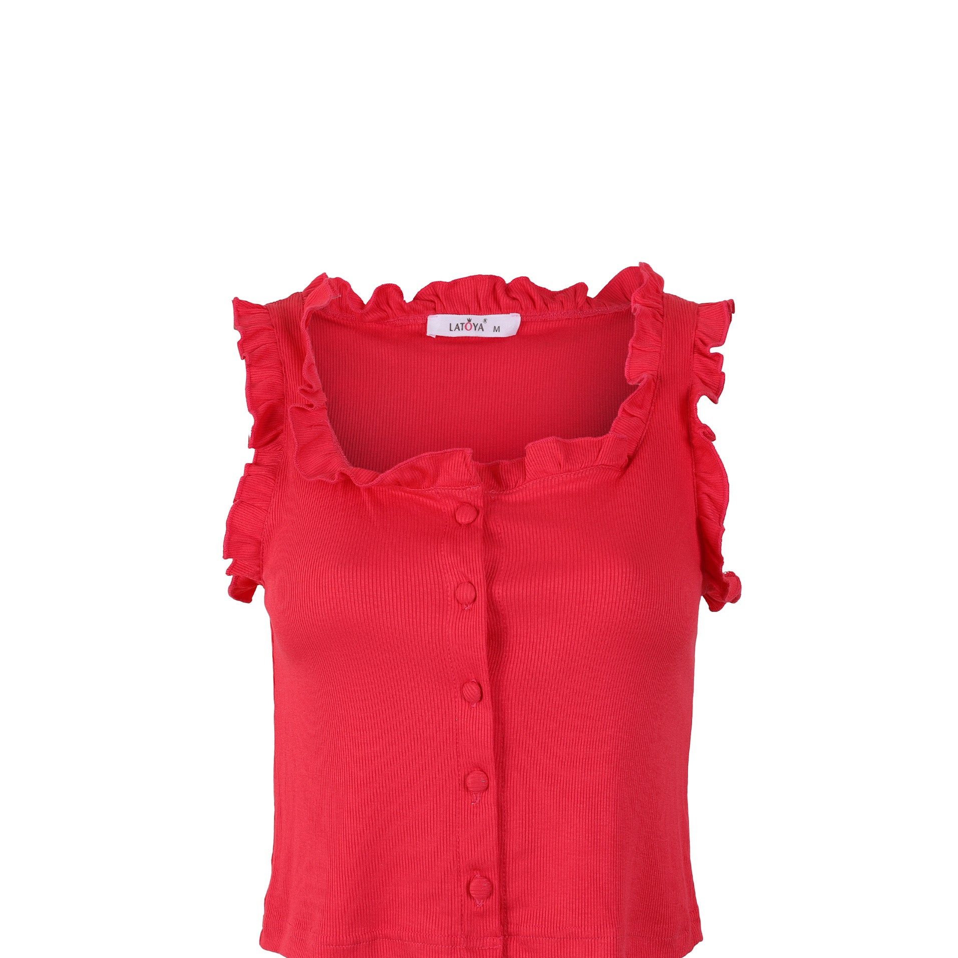 Ruffled Ribbed Crop Top s10733096