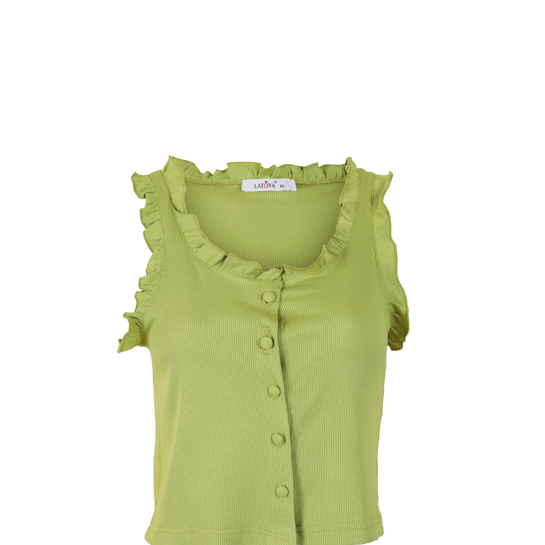Ruffled Ribbed Crop Top s10733096