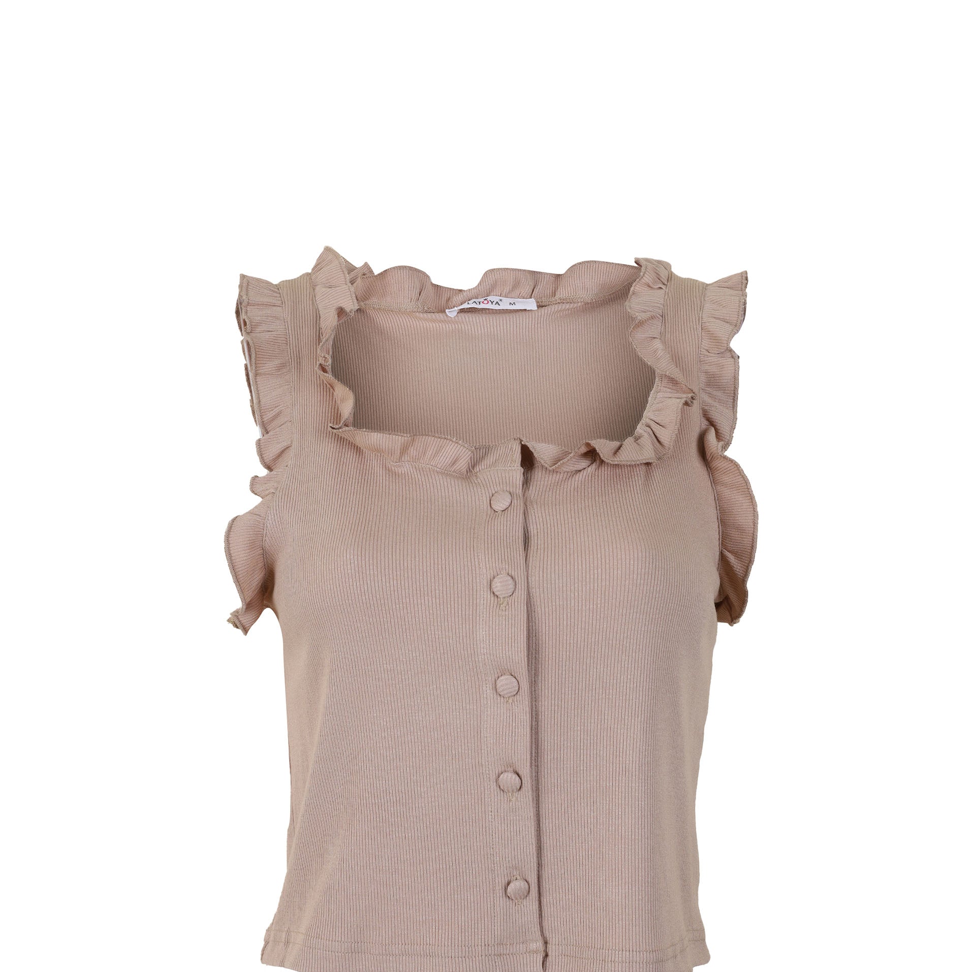Ruffled Ribbed Crop Top s10733096
