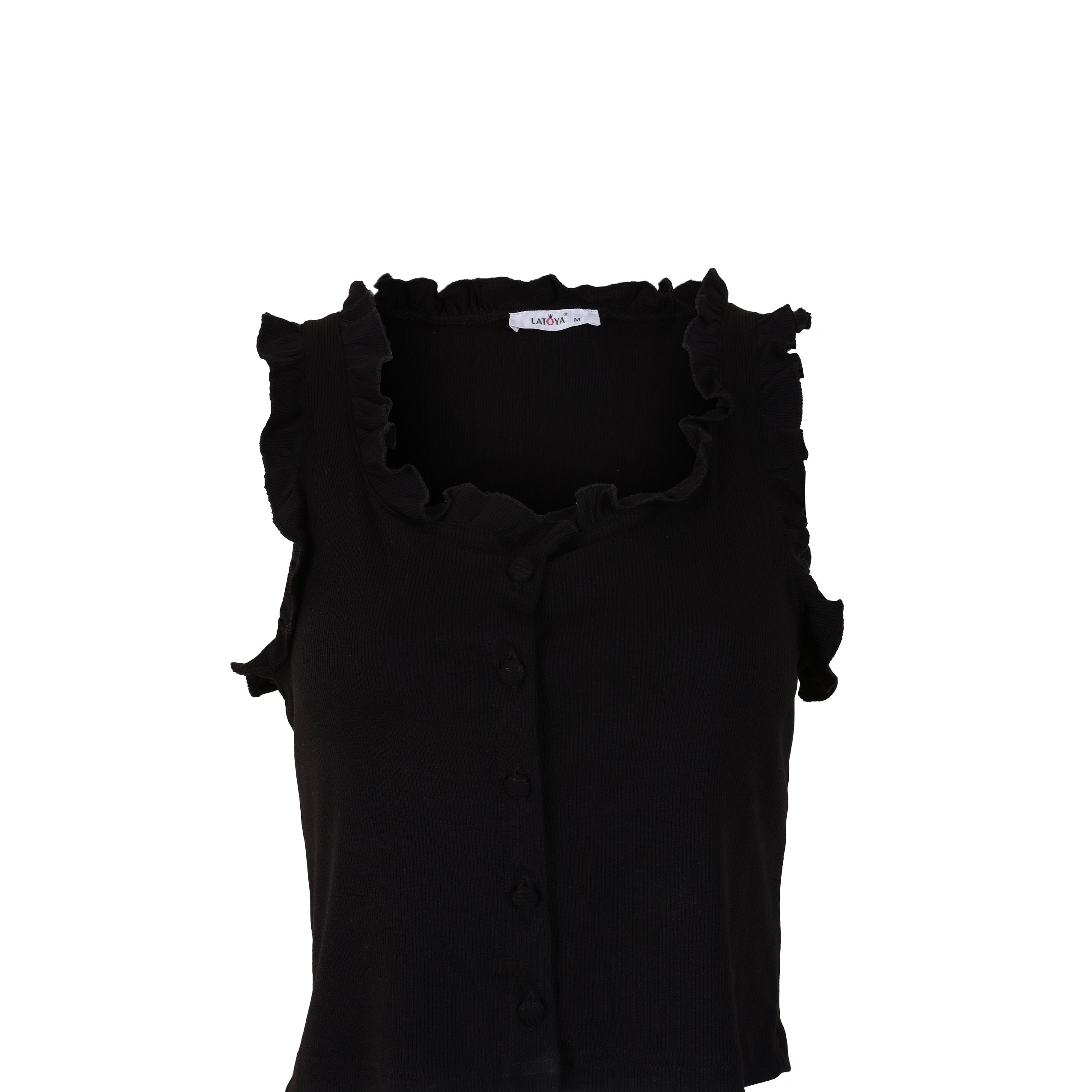 Ruffled Ribbed Crop Top s10733096