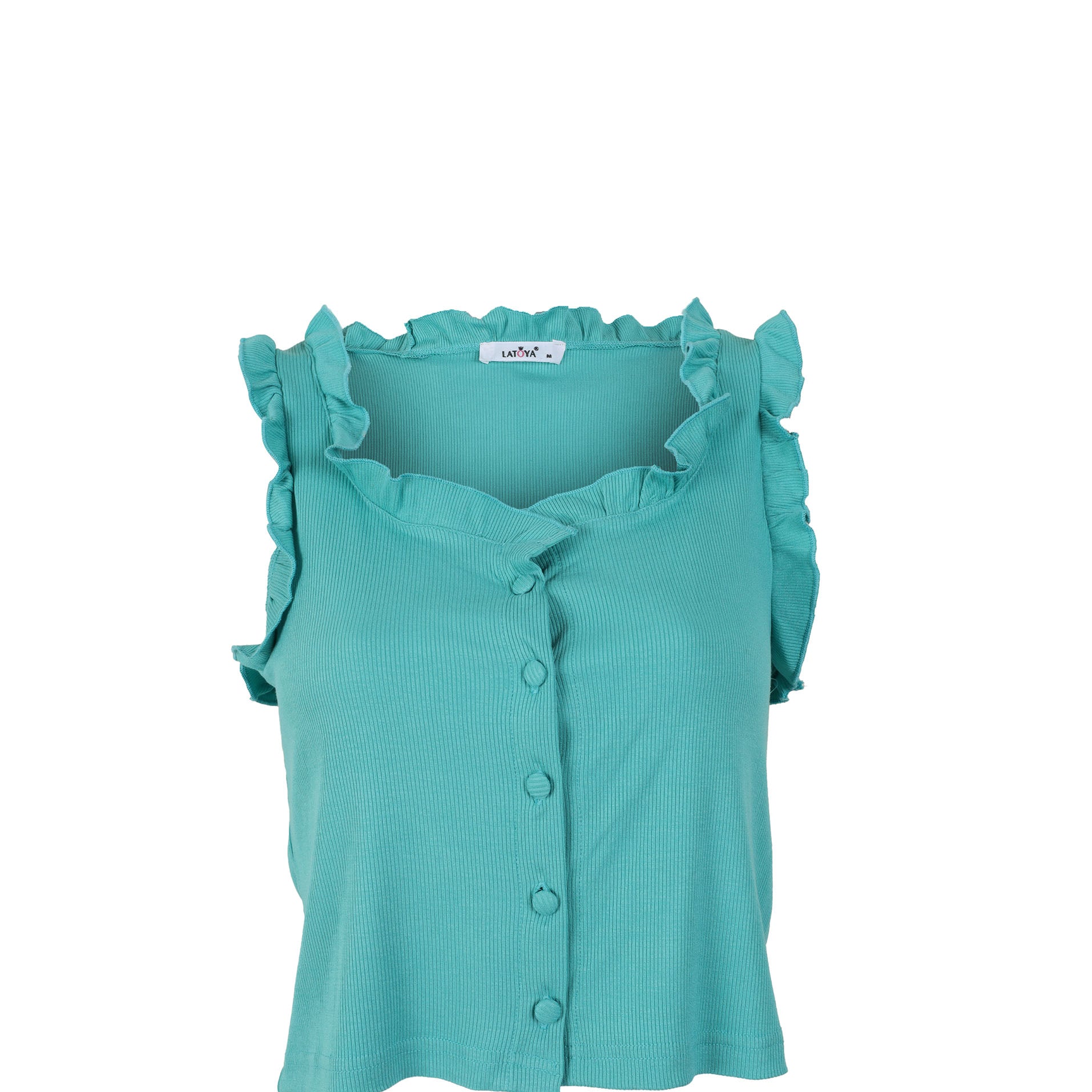 Ruffled Ribbed Crop Top s10733096