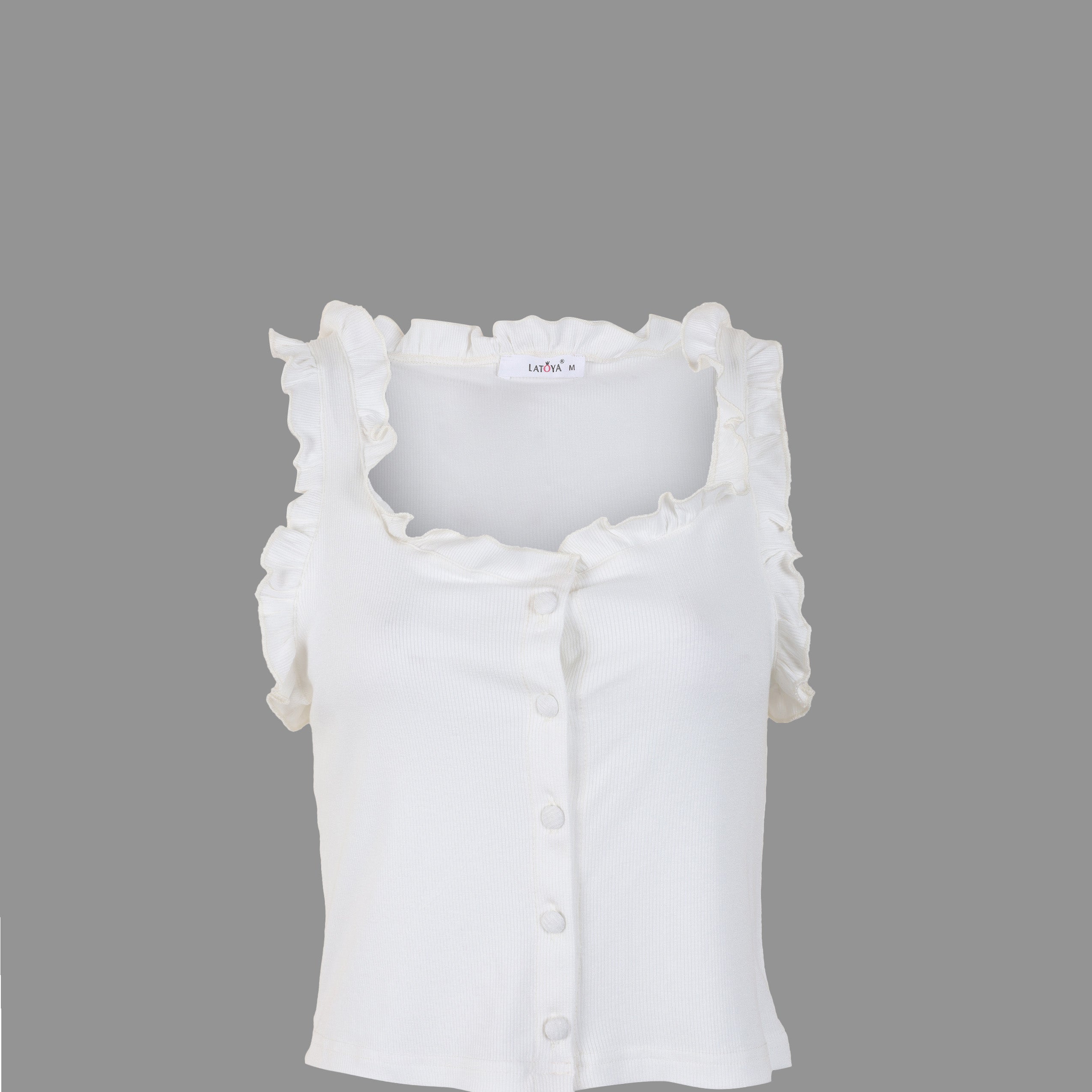 Ruffled Ribbed Crop Top s10733096