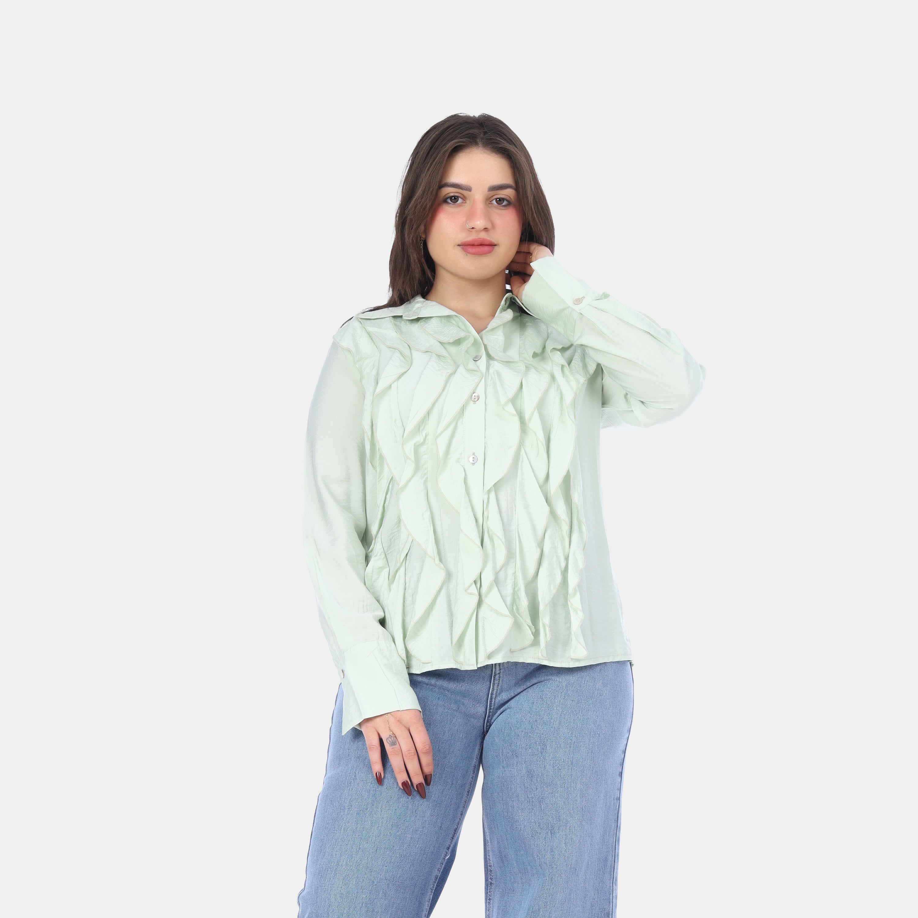 Elegant Ruffle Front Shirt 2003/061