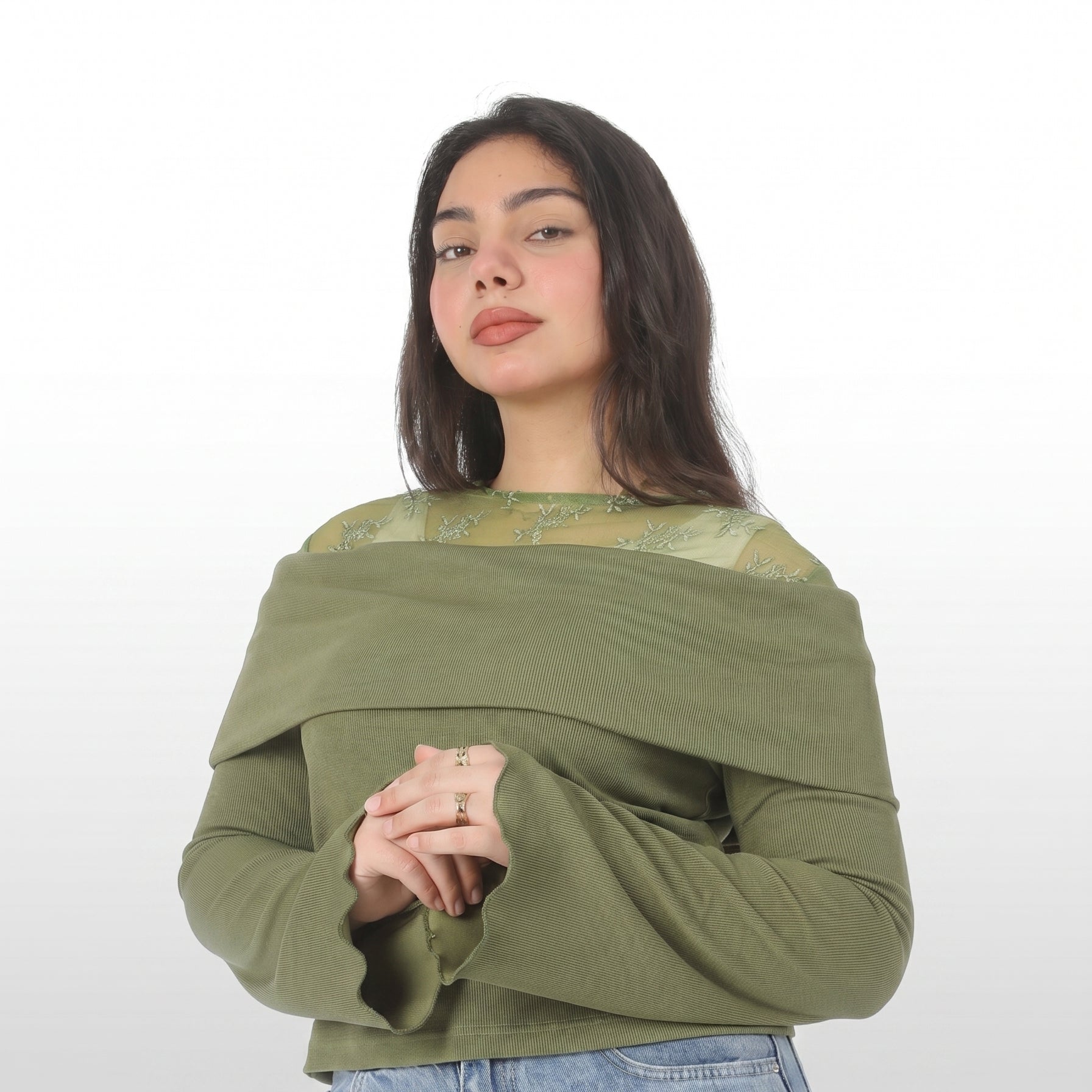 Off-Shoulder Ribbed Blouse 2000/136