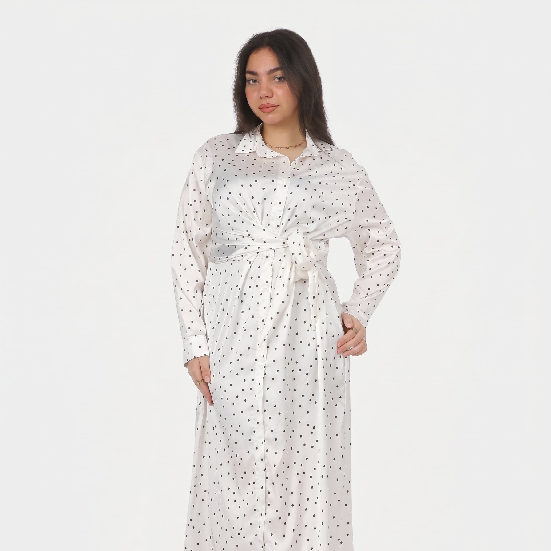 Polka Dot Satin Wrap Dress 2002/144