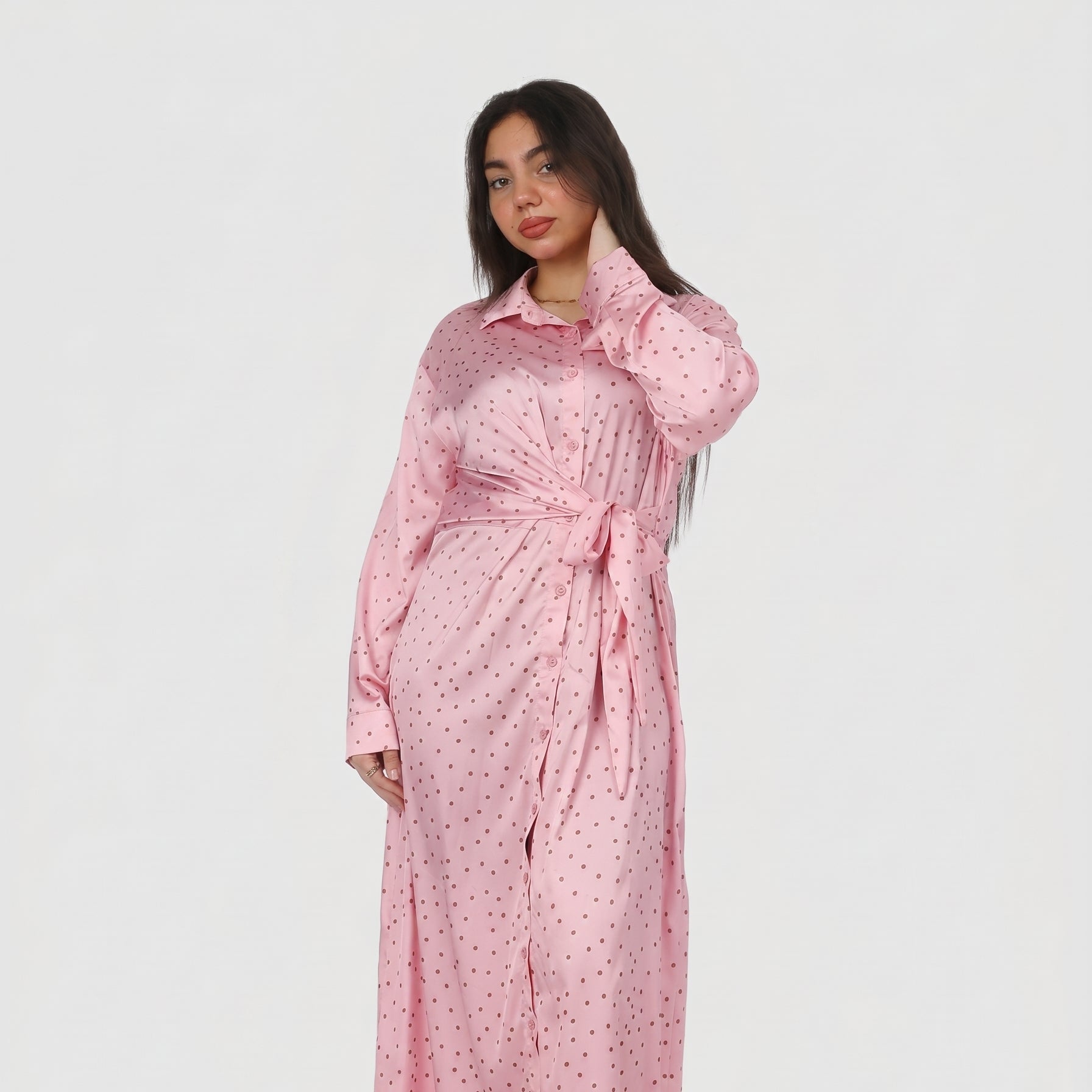 Polka Dot Satin Wrap Dress 2002/144
