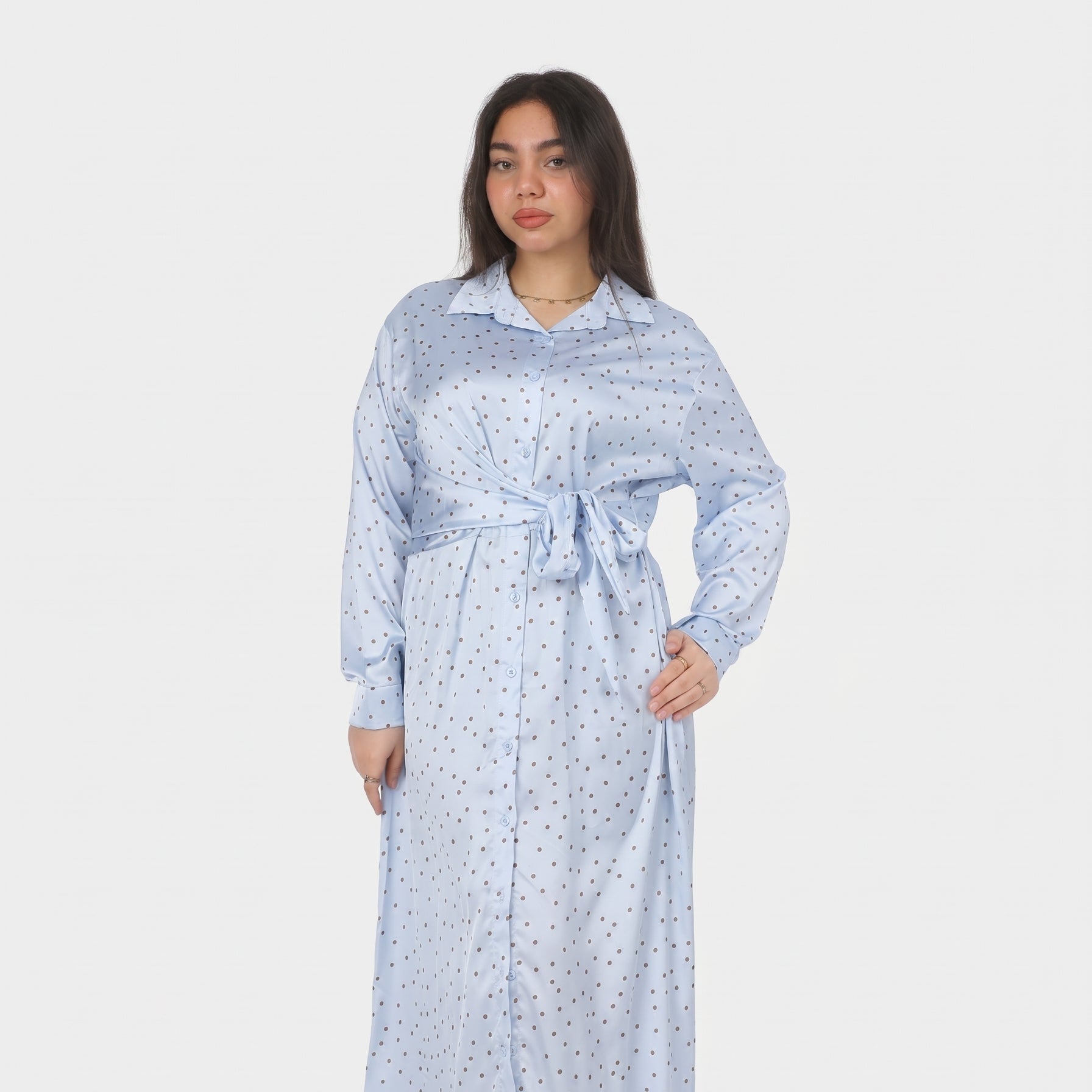 Polka Dot Satin Wrap Dress 2002/144