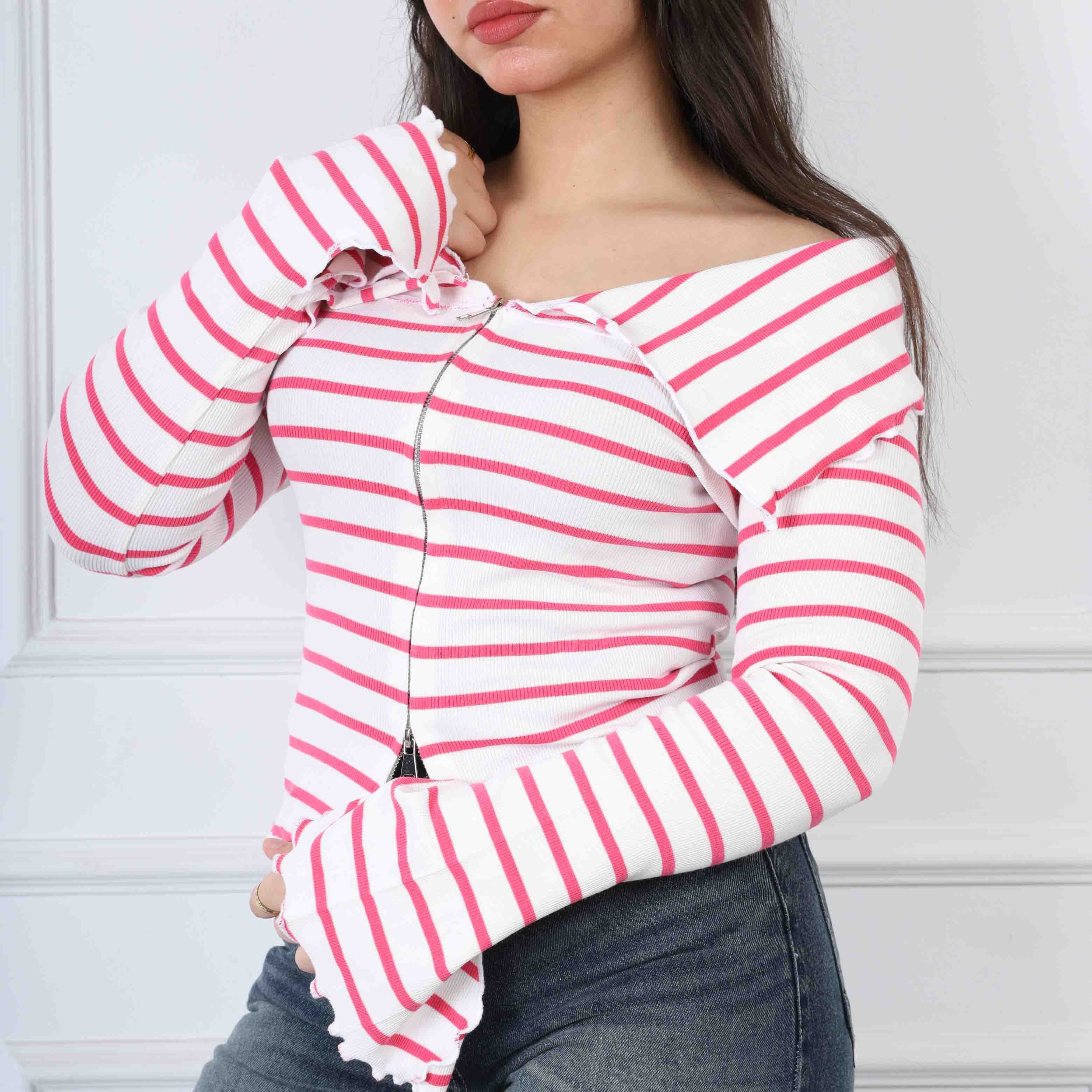 Striped Off Shoulder Cropped s1501163