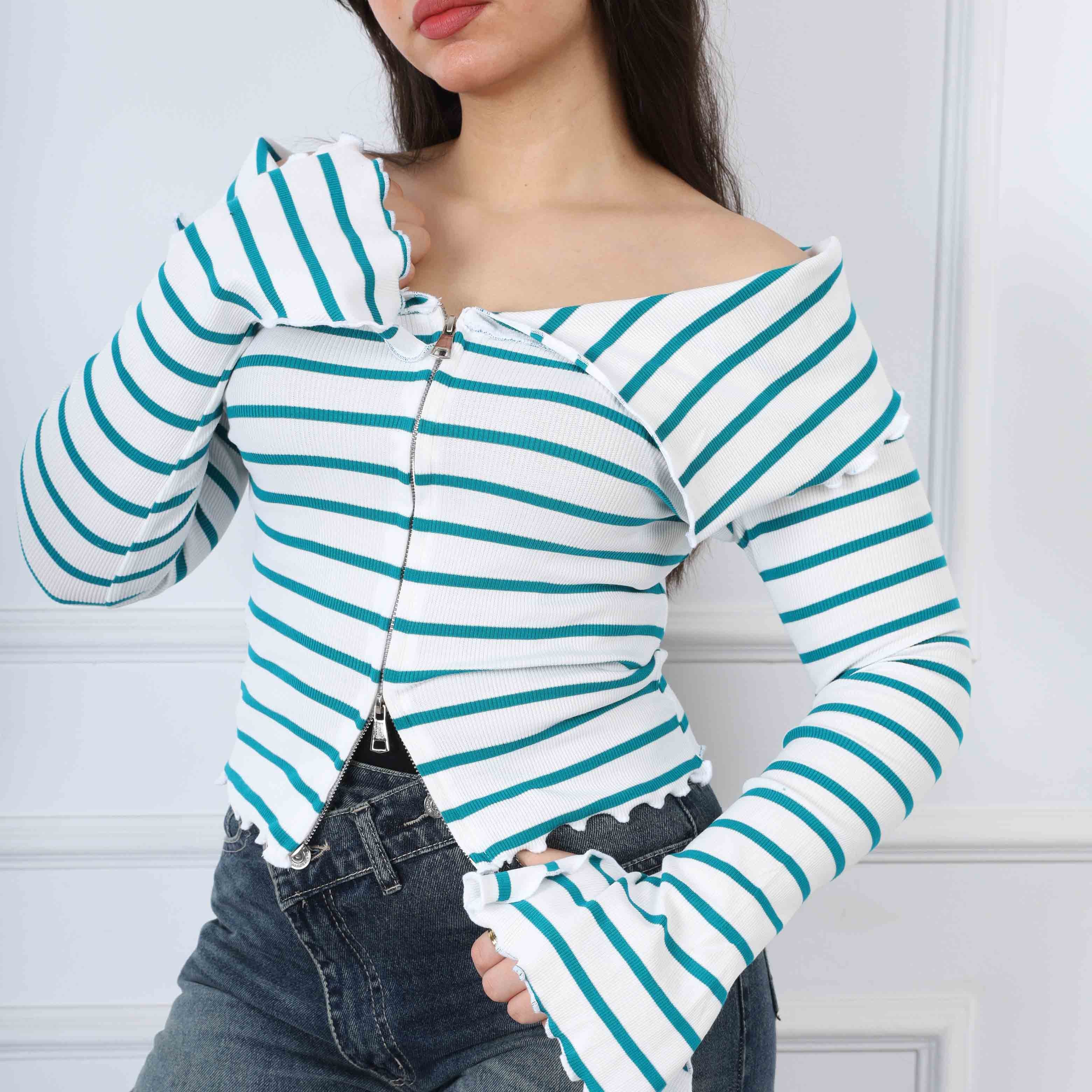 Striped Off Shoulder Cropped s1501163