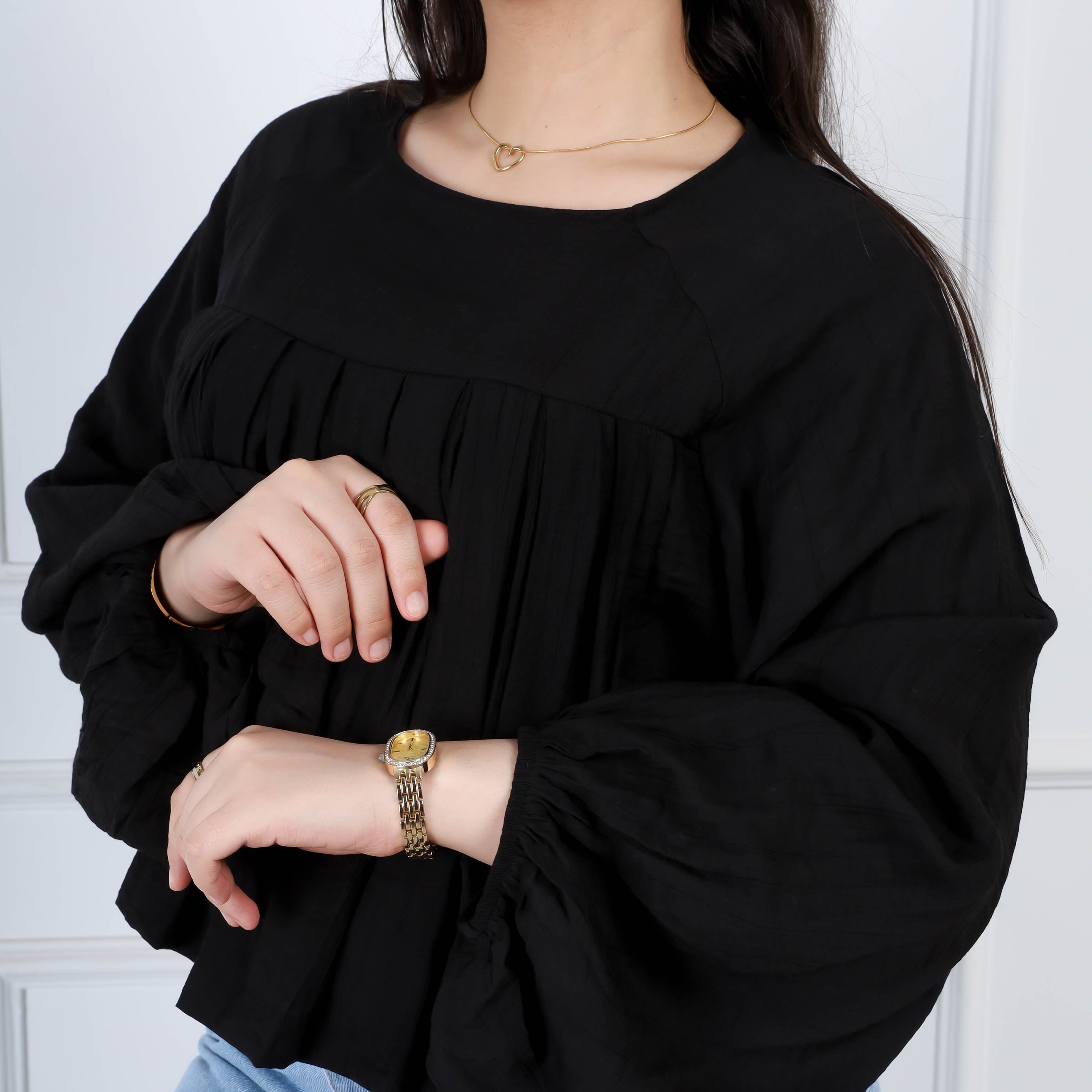 Pleated Long-Sleeve Blouse s1516354