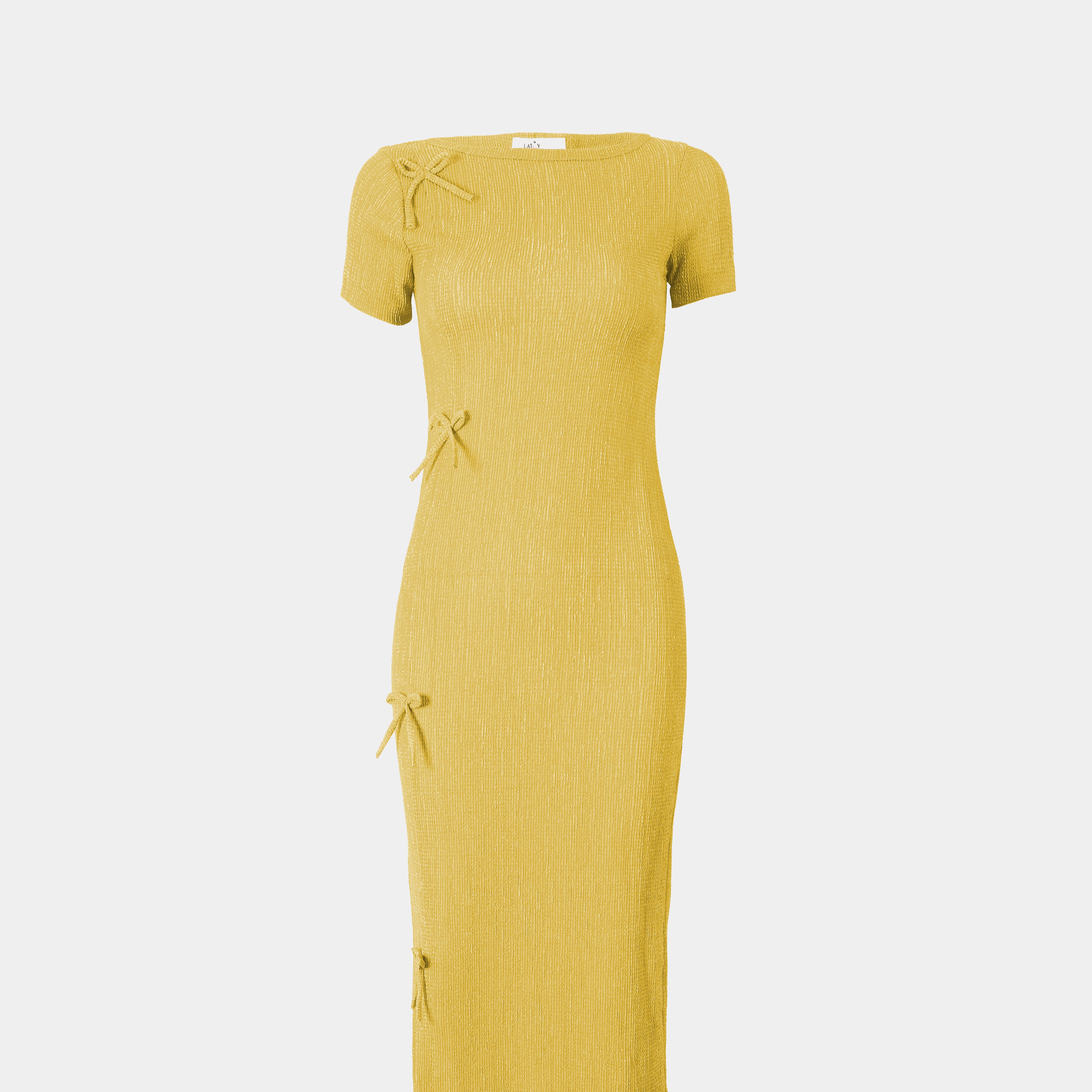Half Sleeve Basic Dress With Bows s1516492