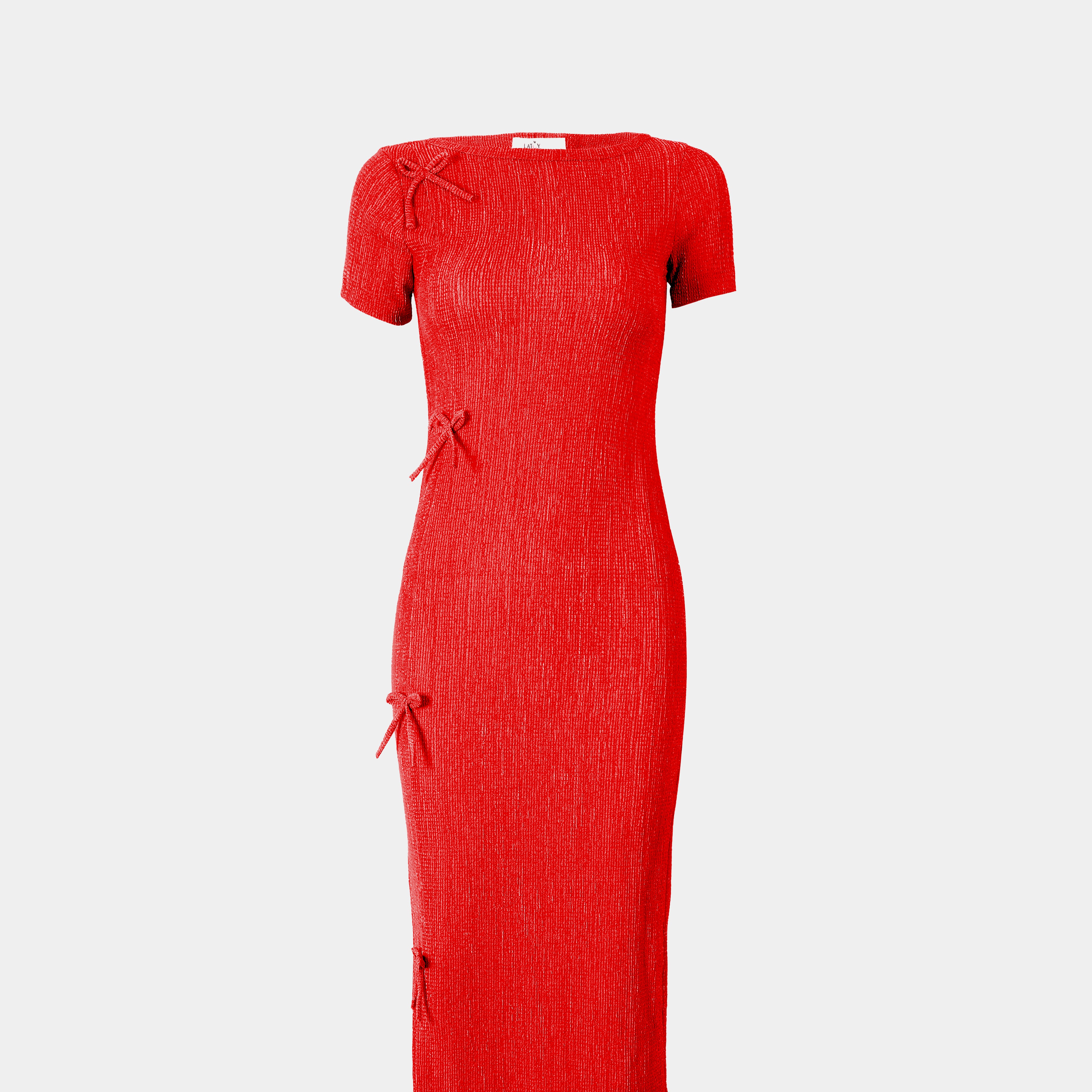 Half Sleeve Basic Dress With Bows s1516492