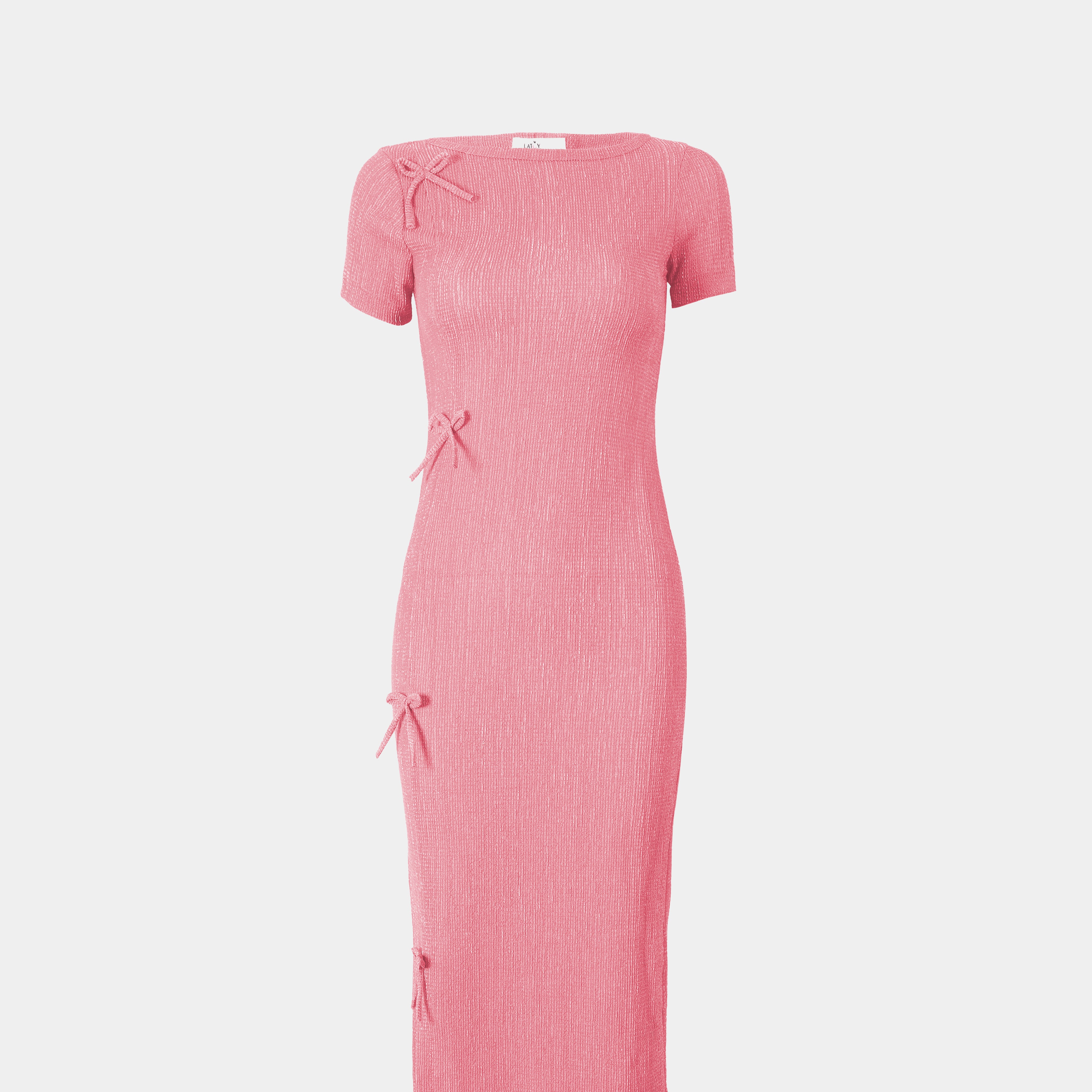 Half Sleeve Basic Dress With Bows s1516492