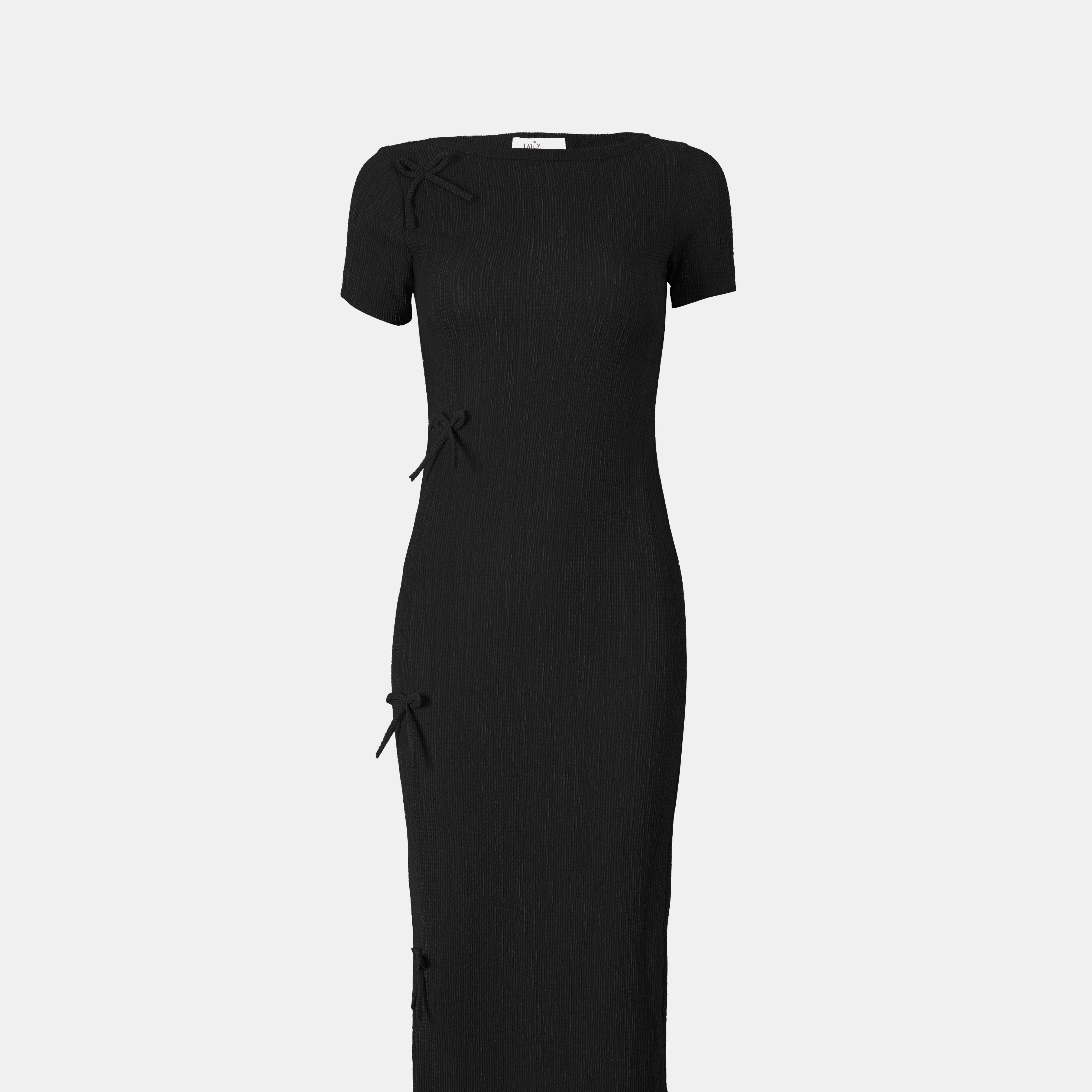Half Sleeve Basic Dress With Bows s1516492