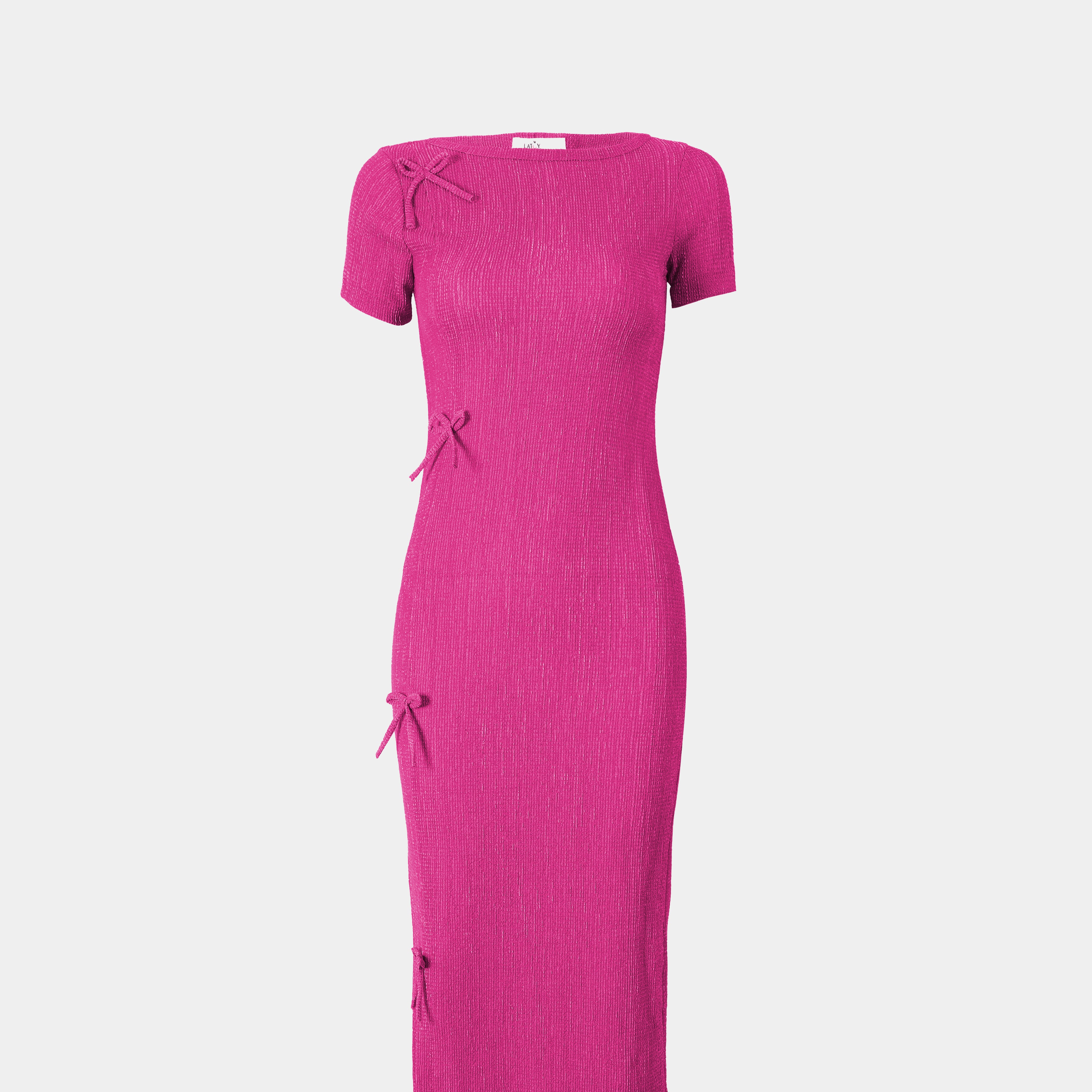 Half Sleeve Basic Dress With Bows s1516492
