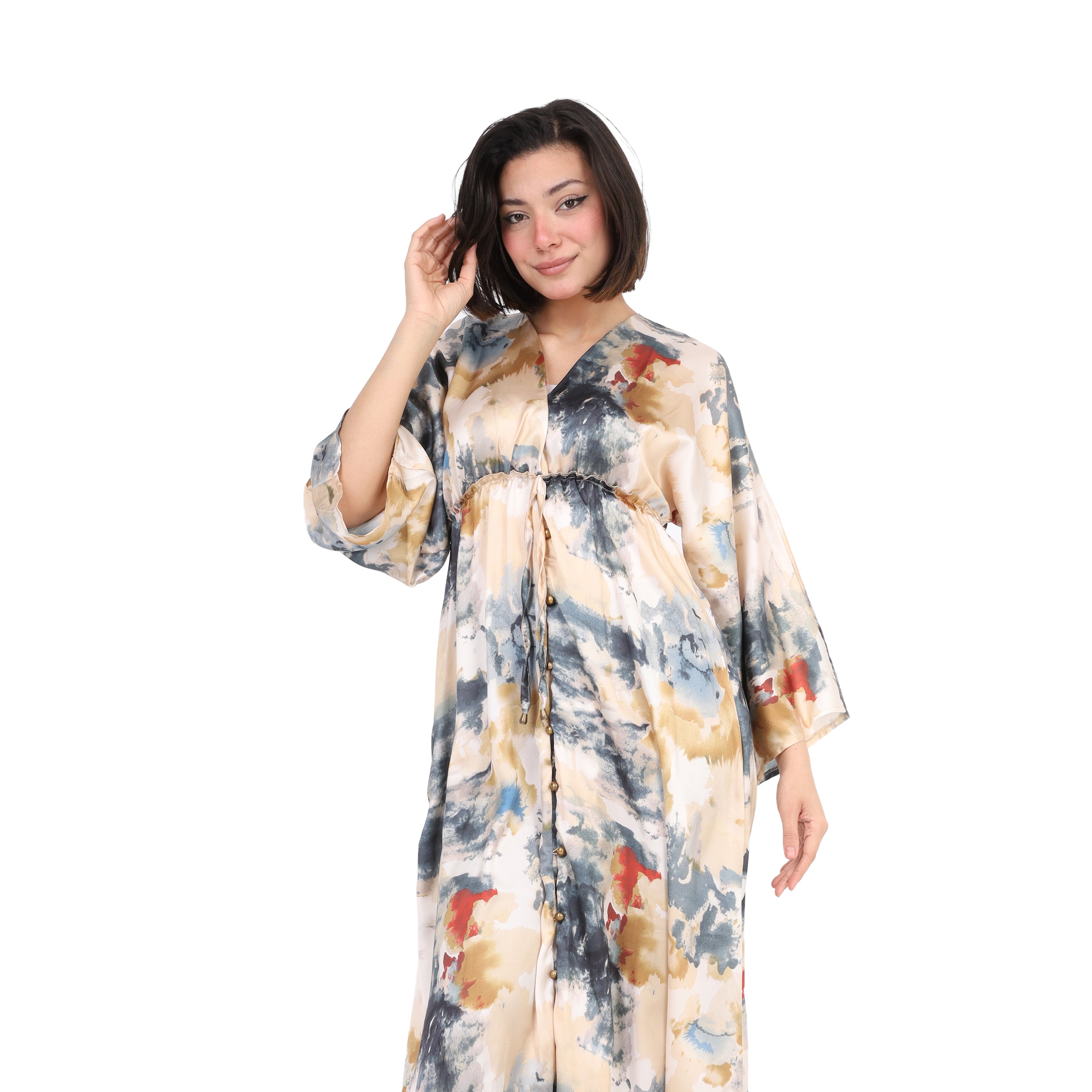 Blended Printed Satin Dress s15183023/7