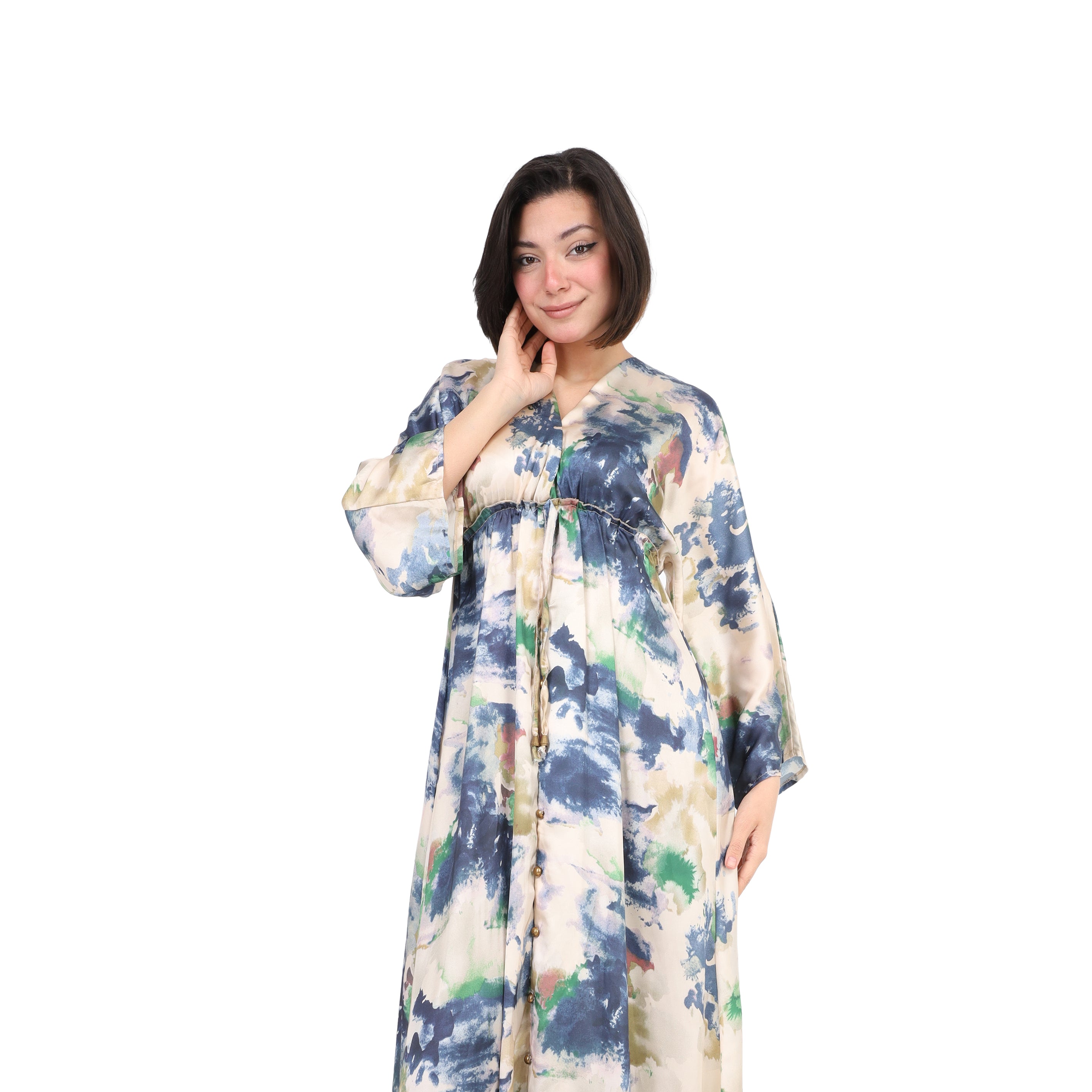 Blended Printed Satin Dress s15183023/7