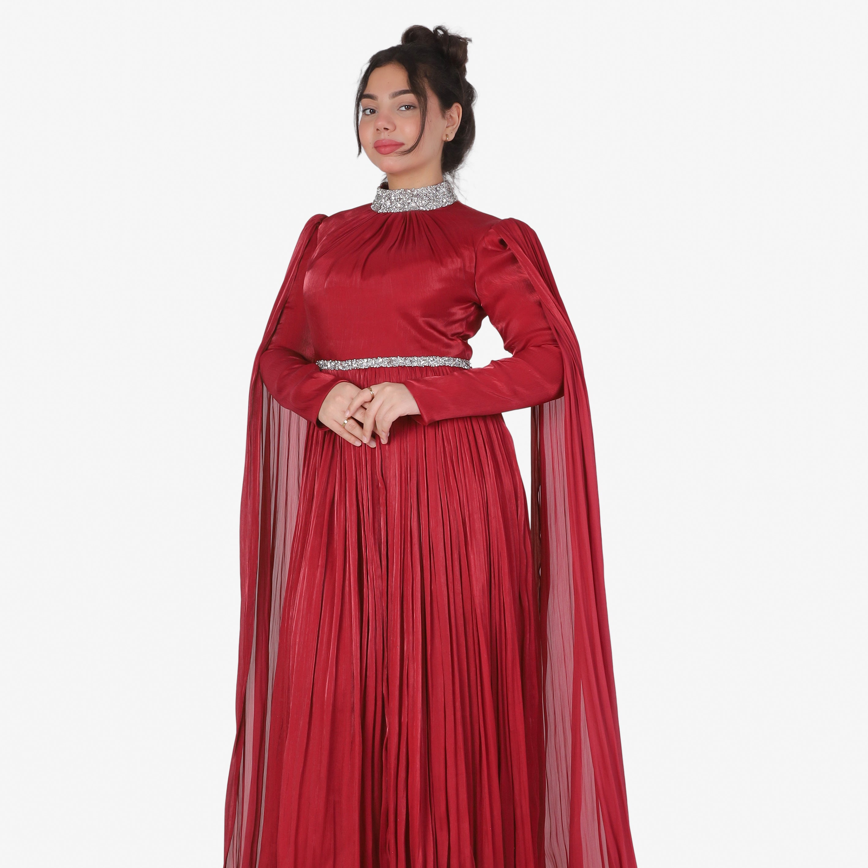 Elegant Draped Shoulder Evening Maxi Dress 1531541