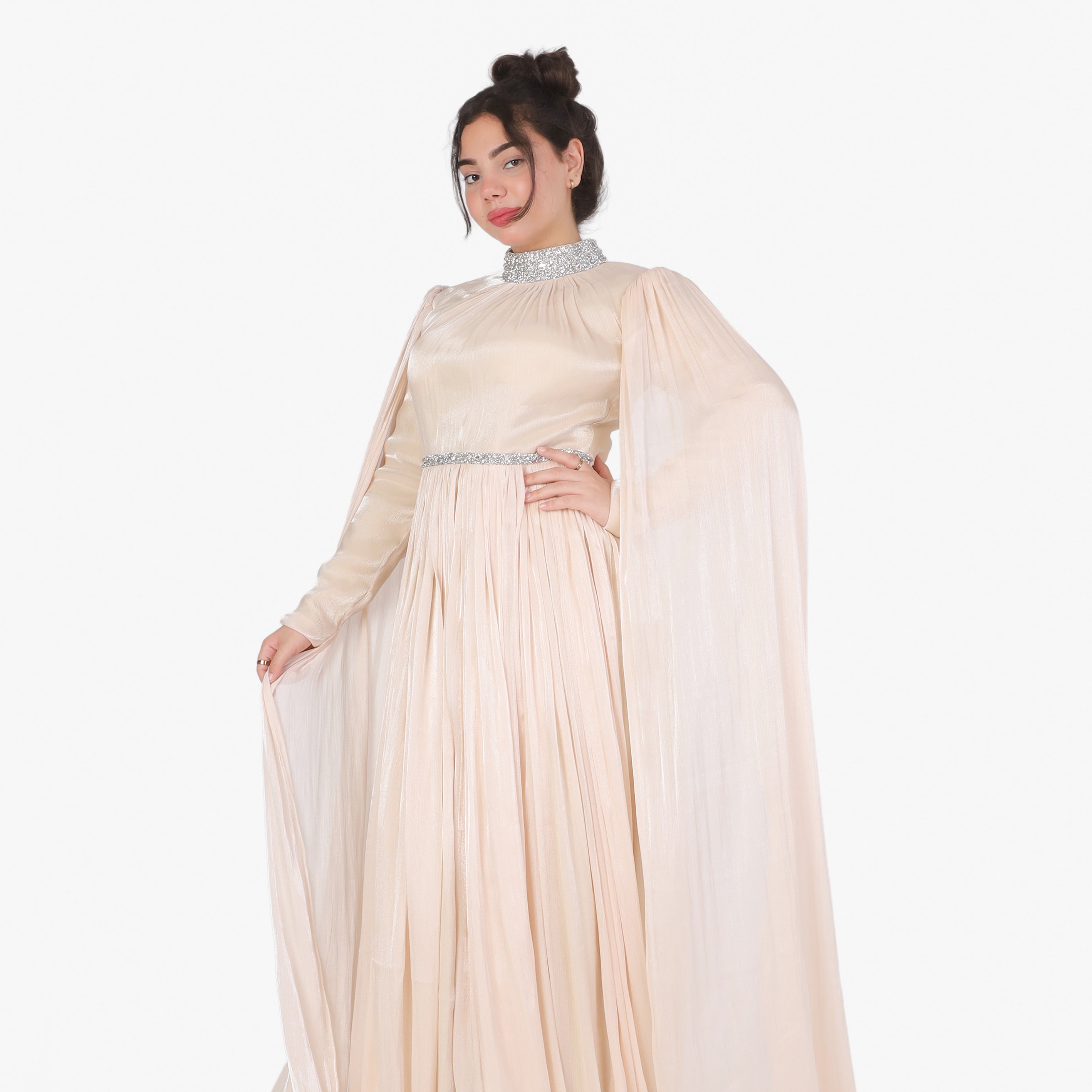 Elegant Draped Shoulder Evening Maxi Dress 1531541