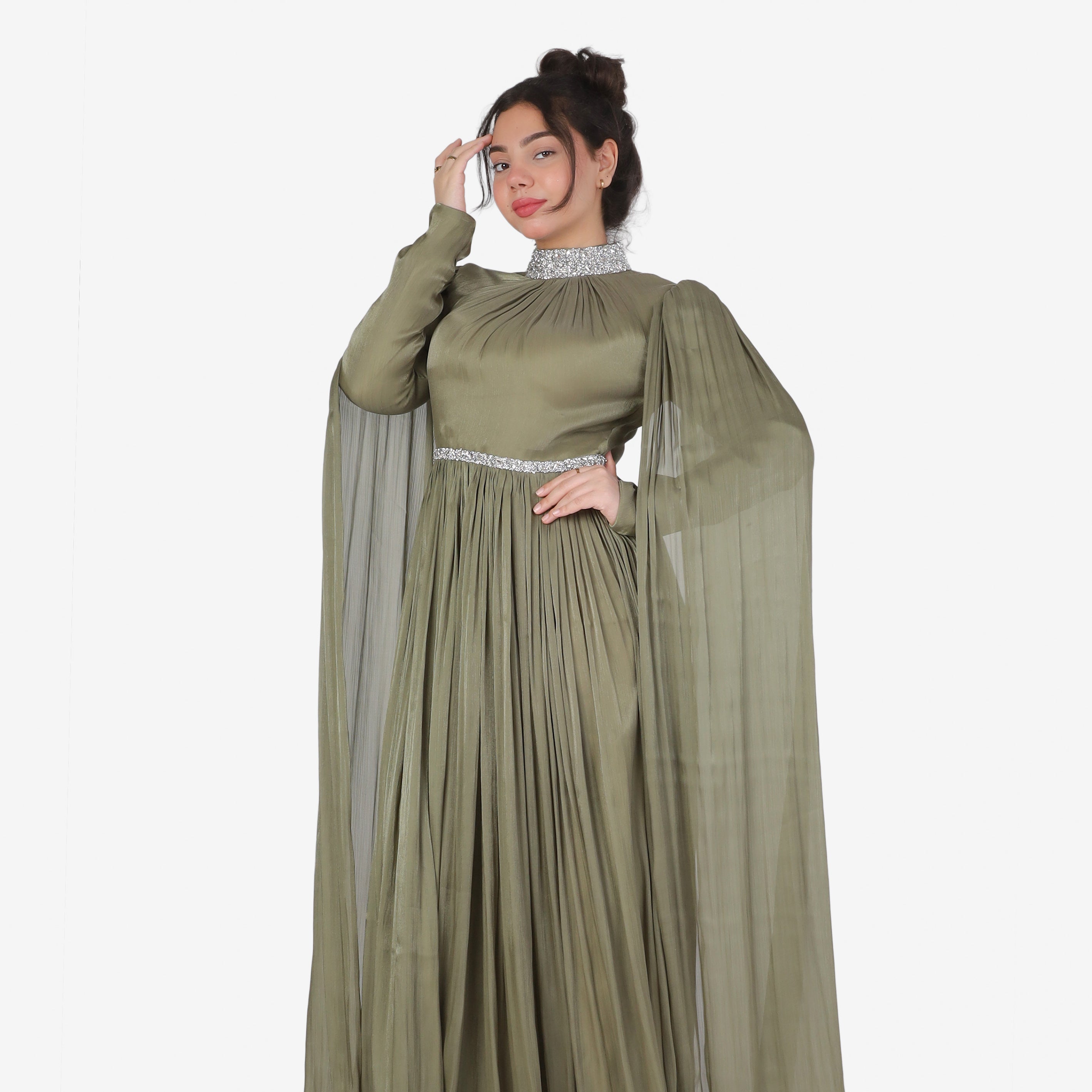 Elegant Draped Shoulder Evening Maxi Dress 1531541