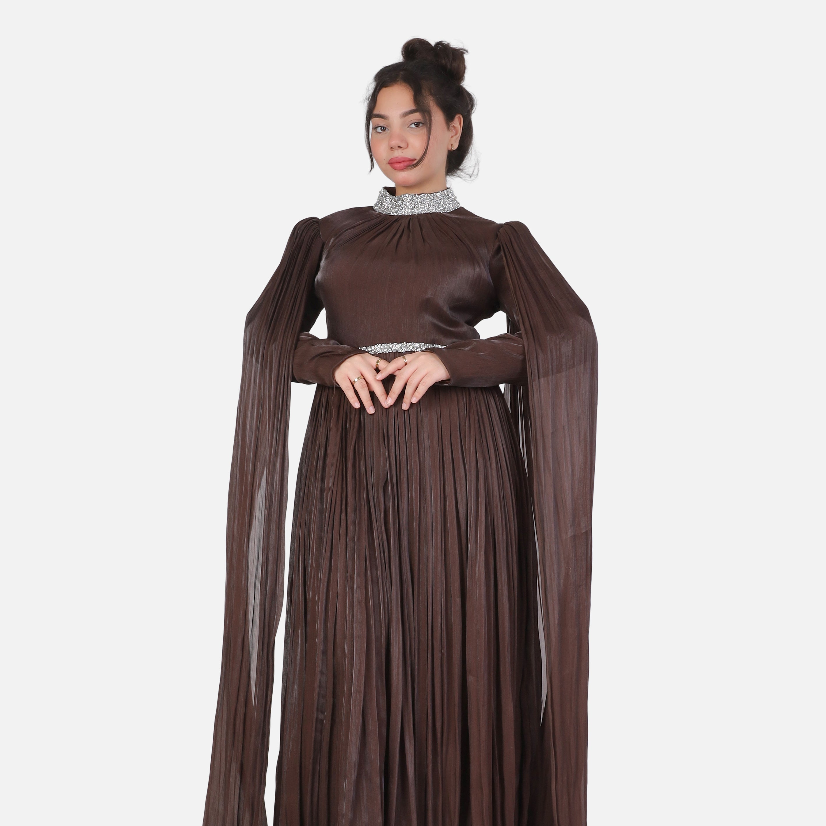 Elegant Draped Shoulder Evening Maxi Dress 1531541