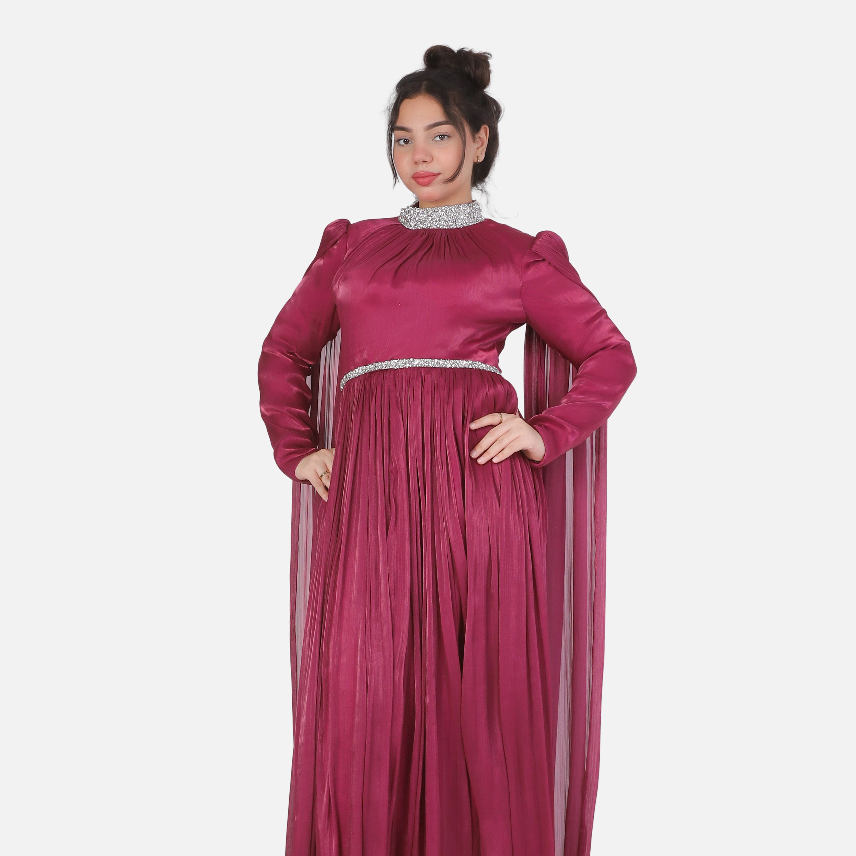 Elegant Draped Shoulder Evening Maxi Dress 1531541