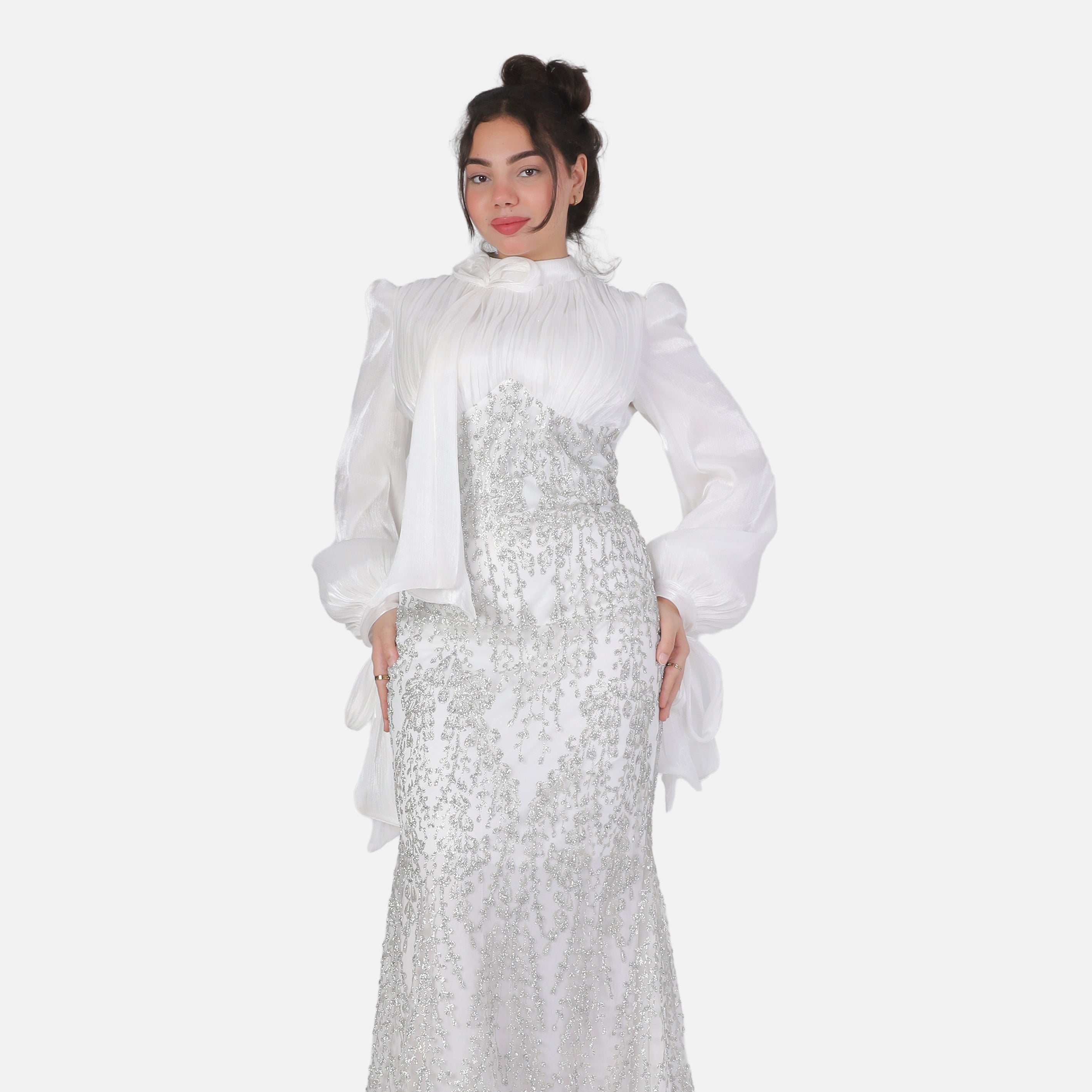 Elegant Evening Dress with Sleeve Tie Detail 1531591