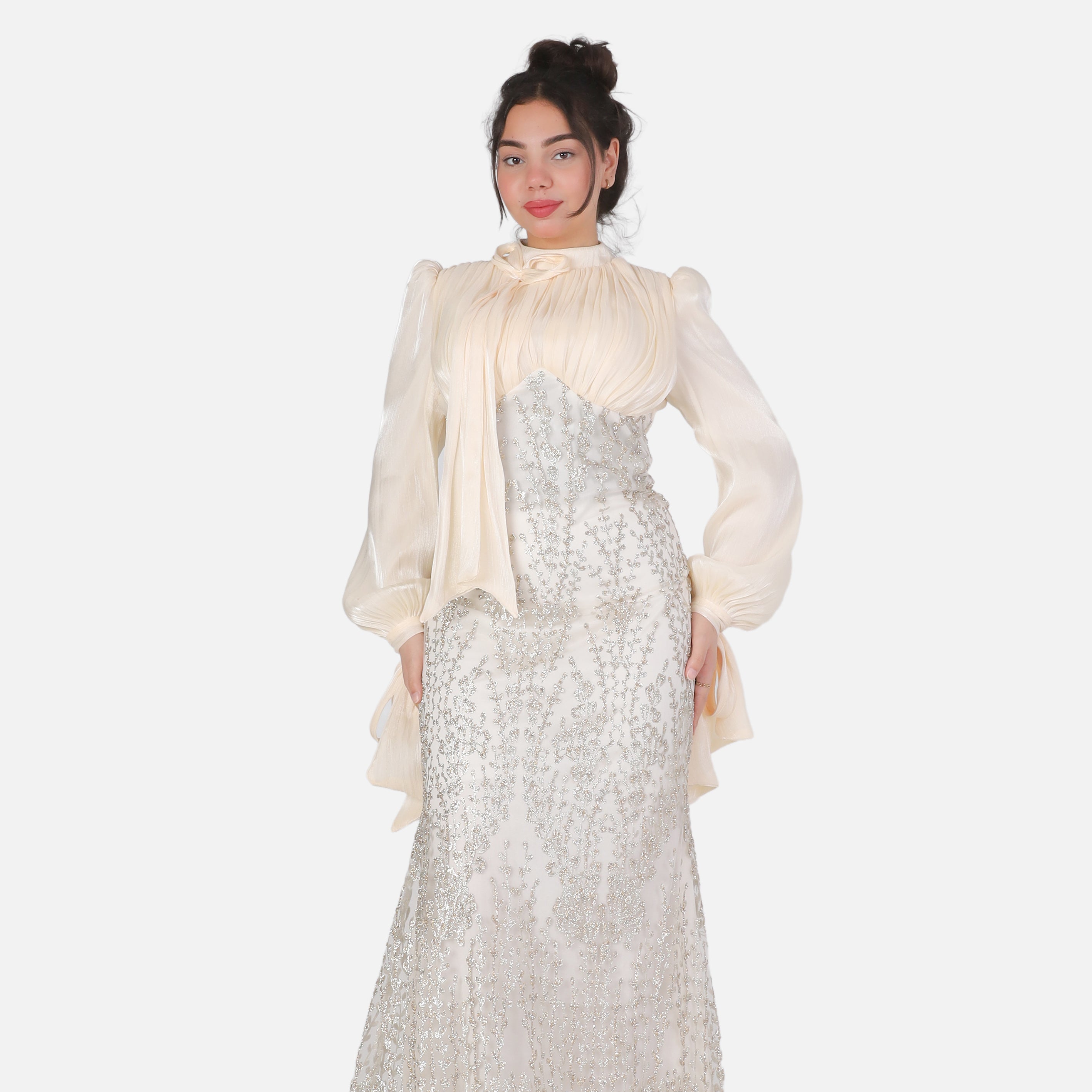 Elegant Evening Dress with Sleeve Tie Detail 1531591