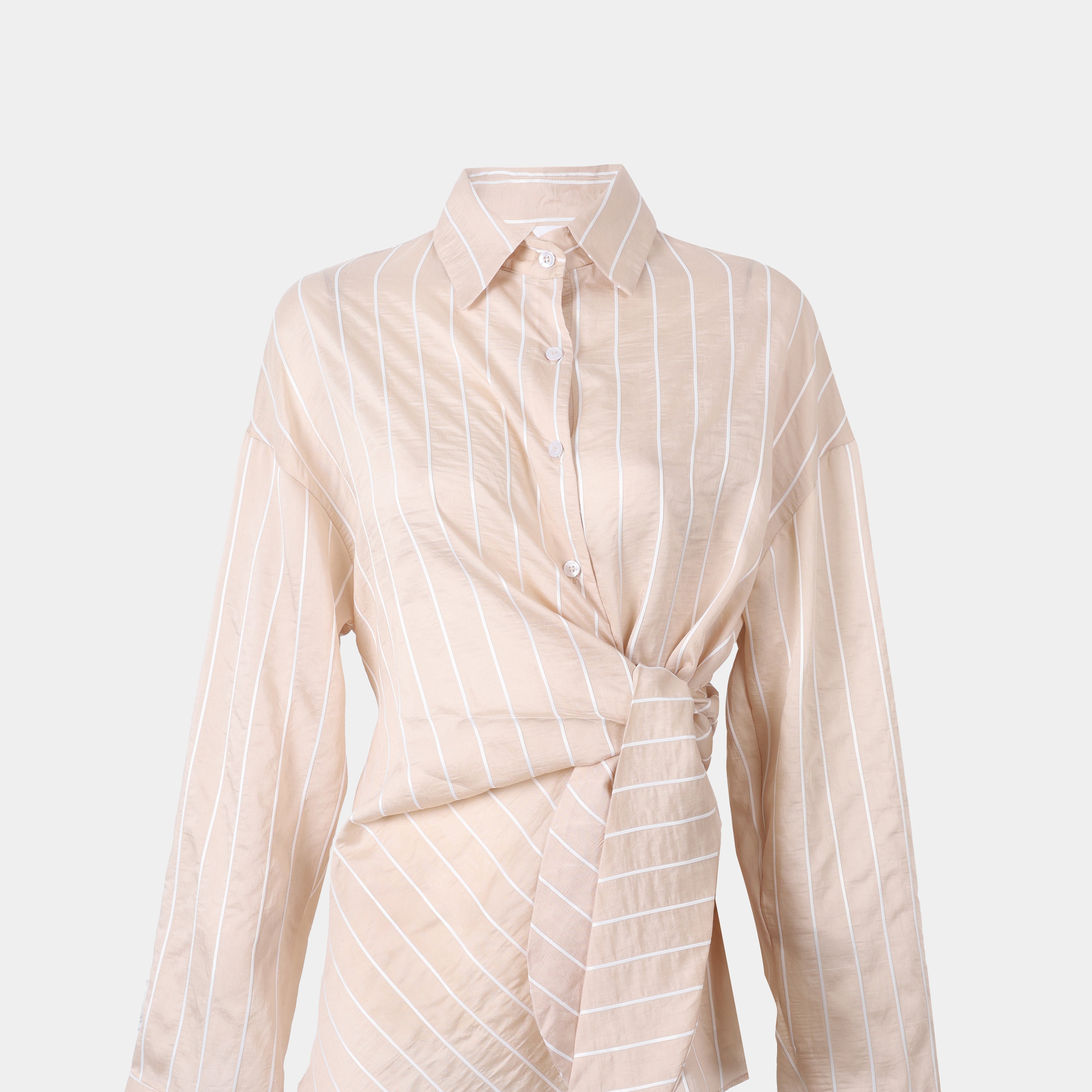 Striped Side-Wrap Blouse s154230141