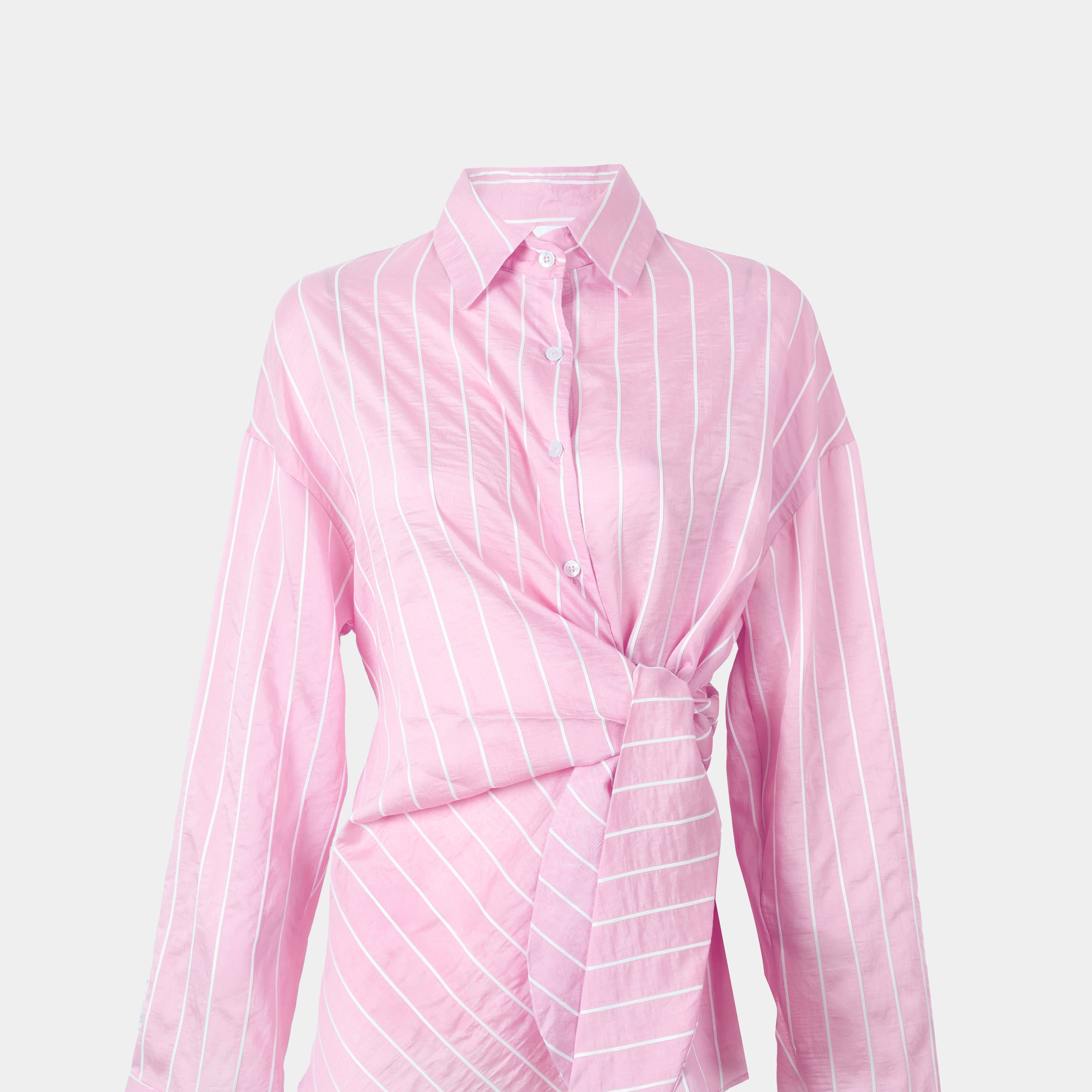 Striped Side-Wrap Blouse s154230141