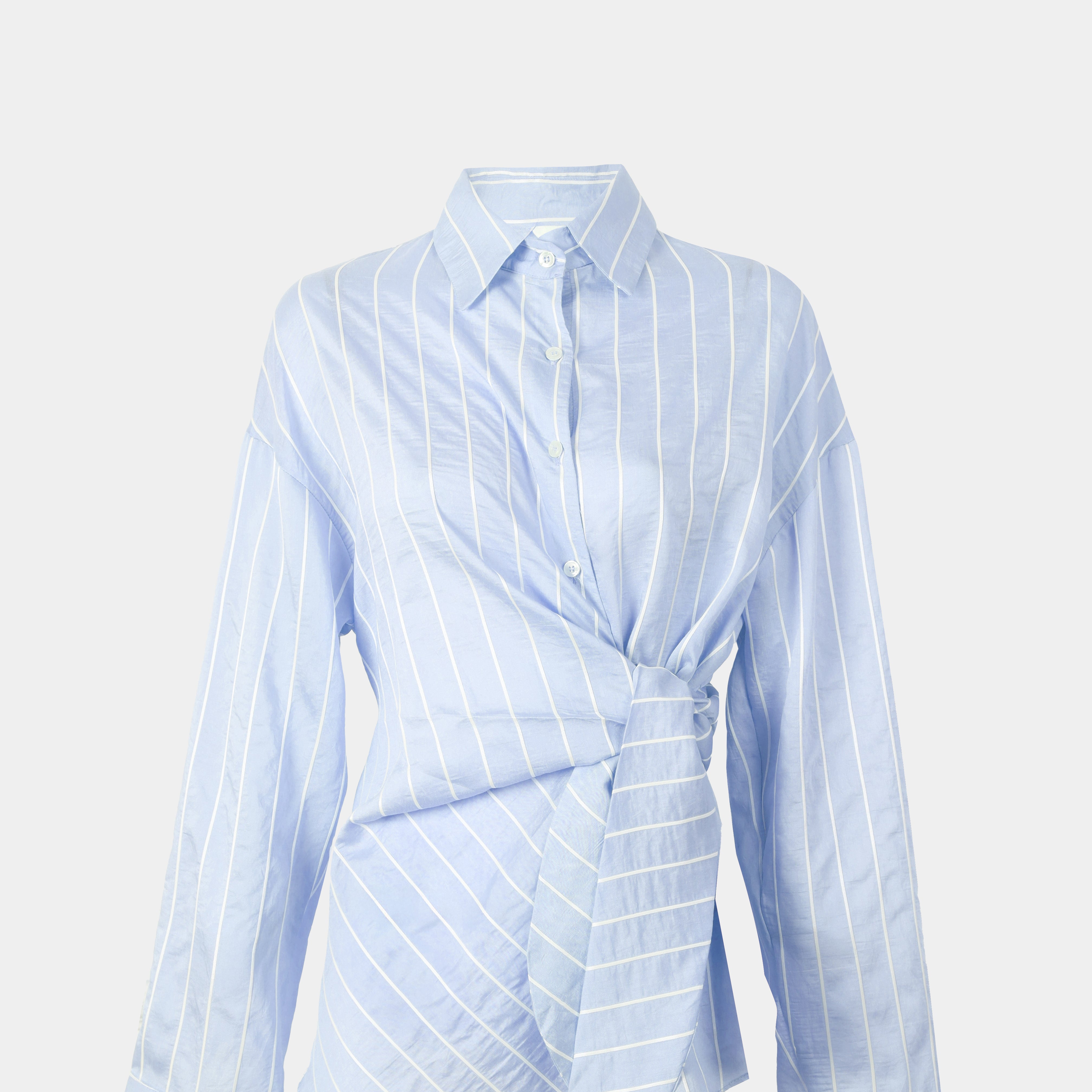 Striped Side-Wrap Blouse s154230141