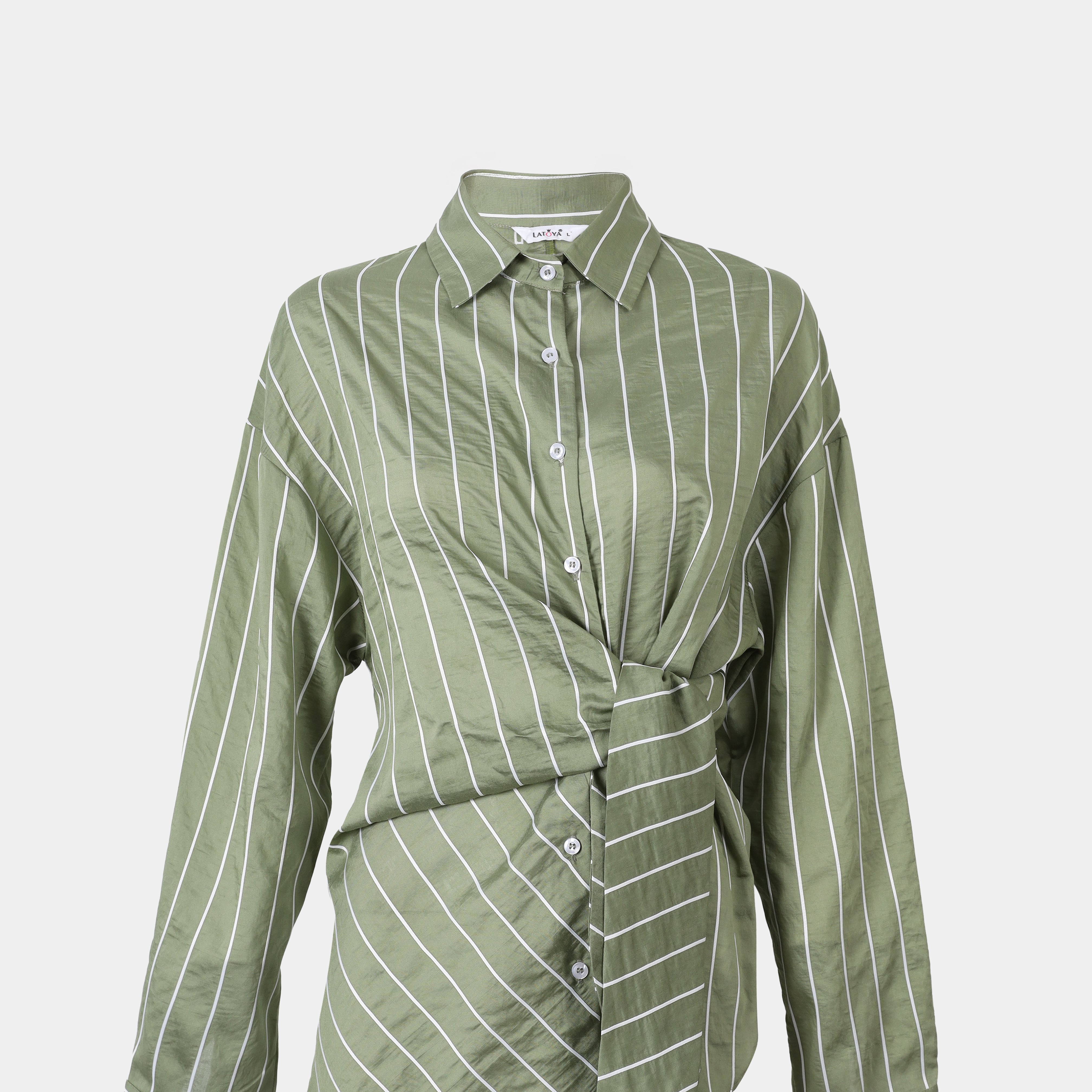 Striped Side-Wrap Blouse s154230141