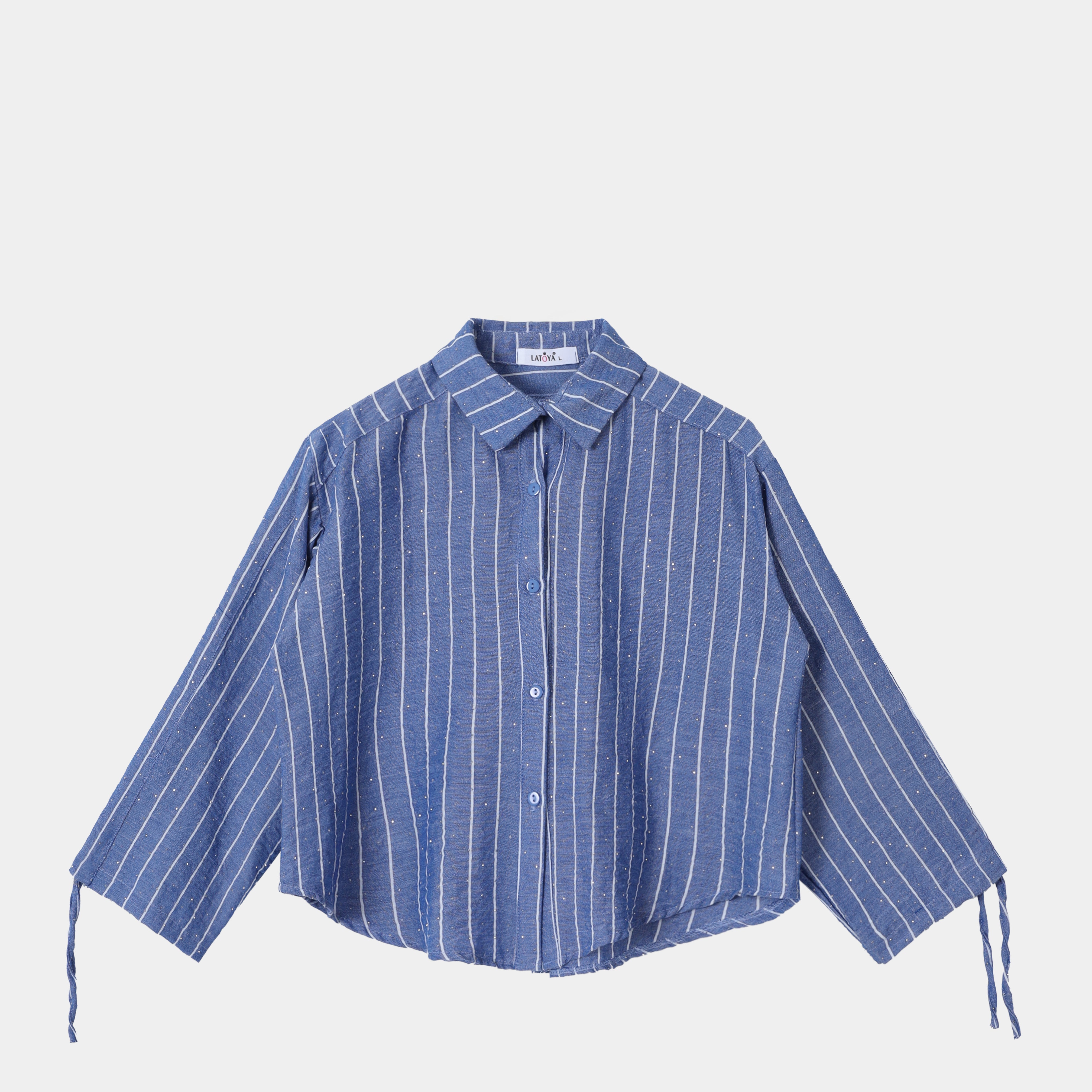 Cropped Shirt with Drawstring Sleeves s15641419