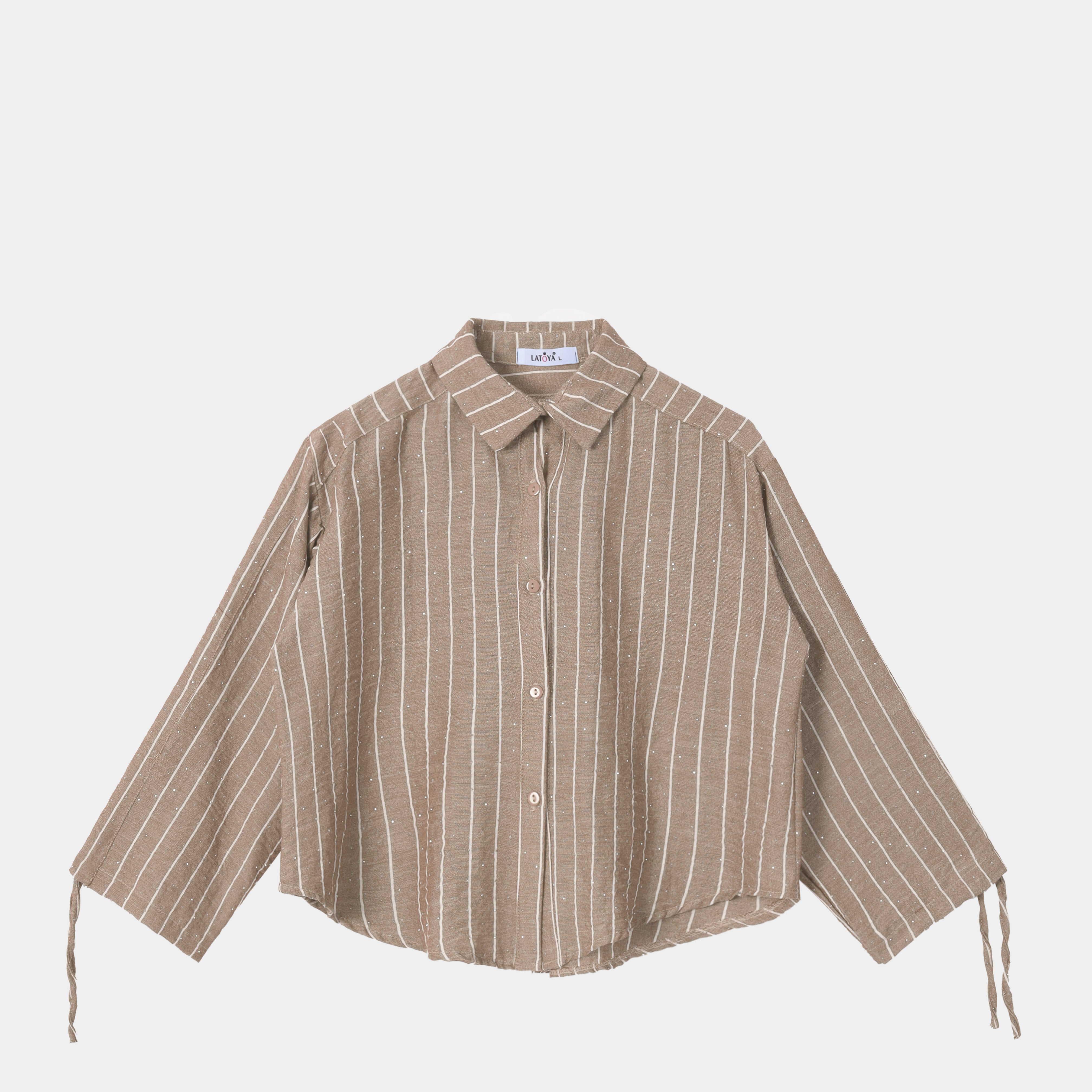 Cropped Shirt with Drawstring Sleeves s15641419
