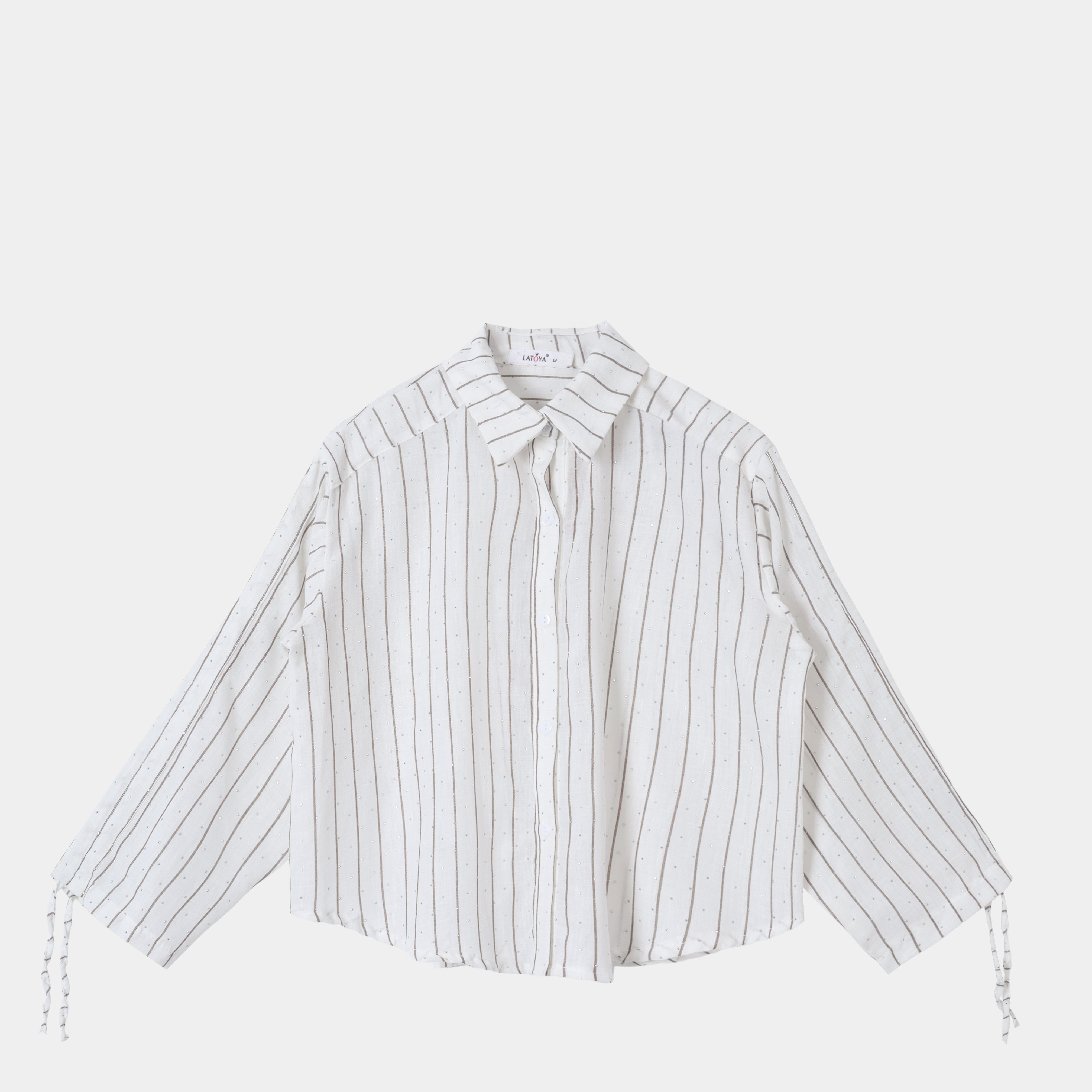 Cropped Shirt with Drawstring Sleeves s15641419