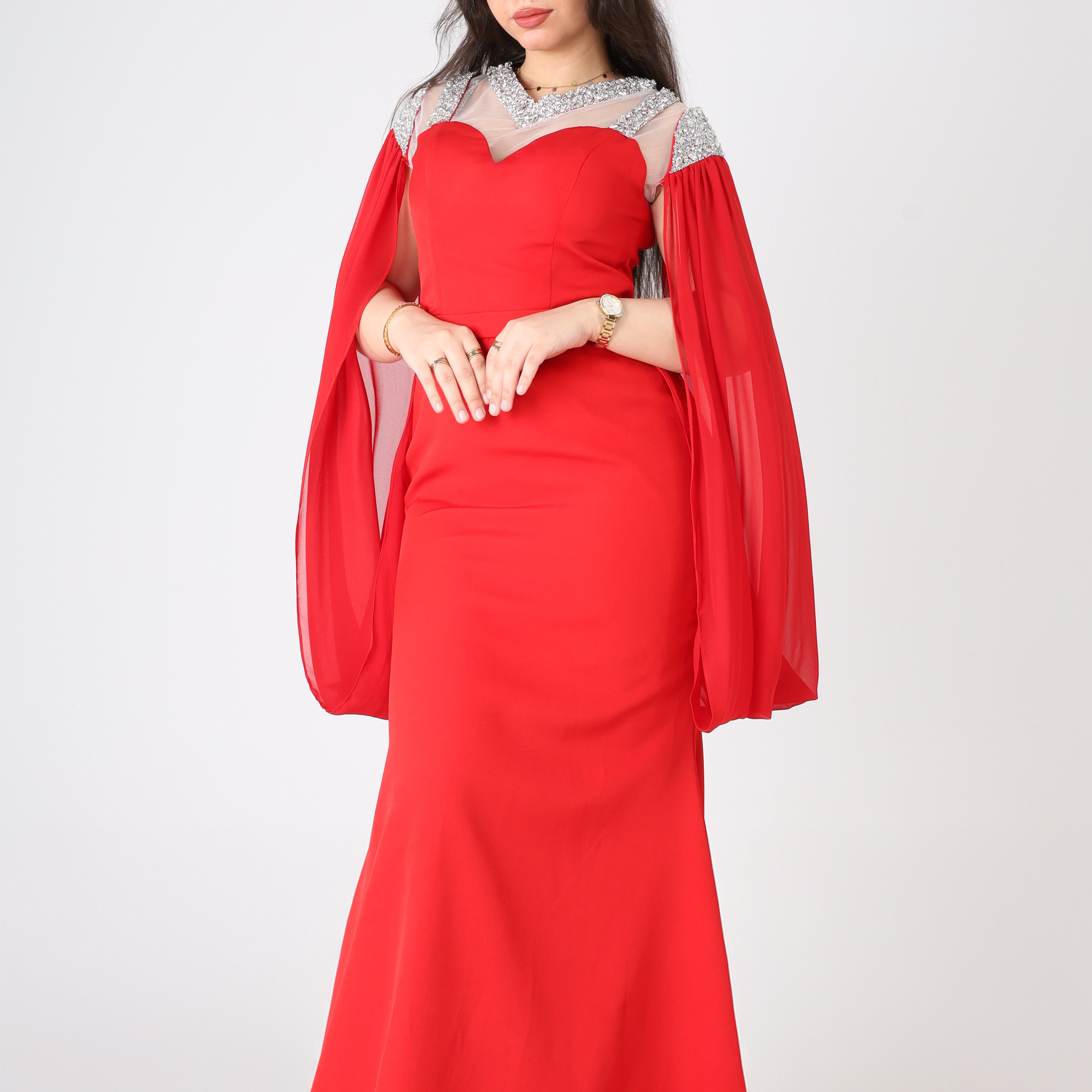Cape-style Sleeveless Gown s15913050