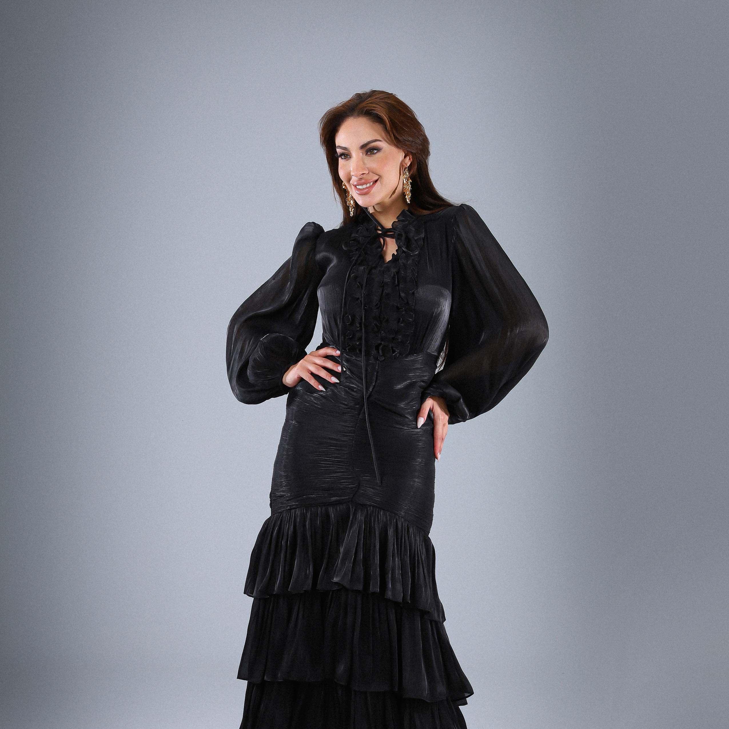 A feminine and elegant ruffle soirée dress s1593257