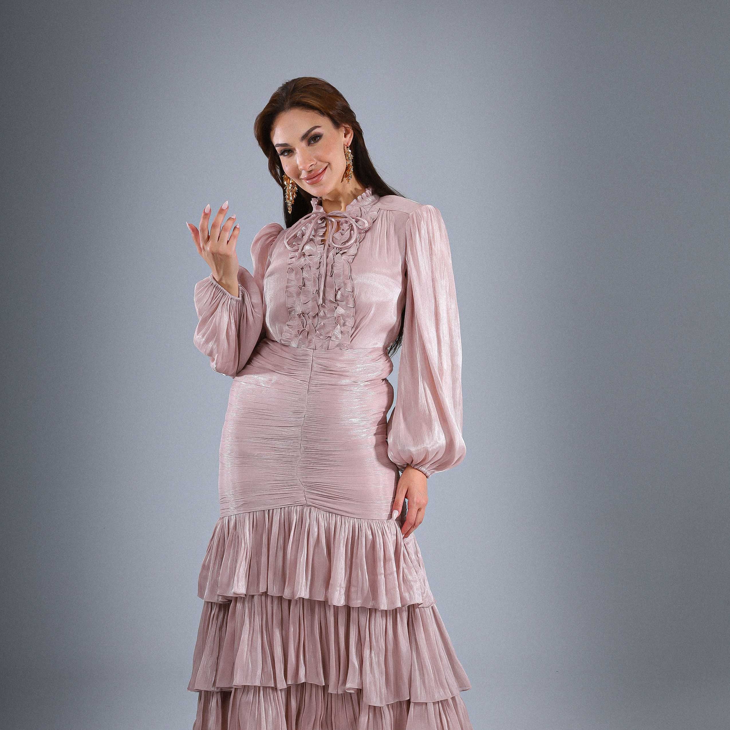 A feminine and elegant ruffle soirée dress s1593257