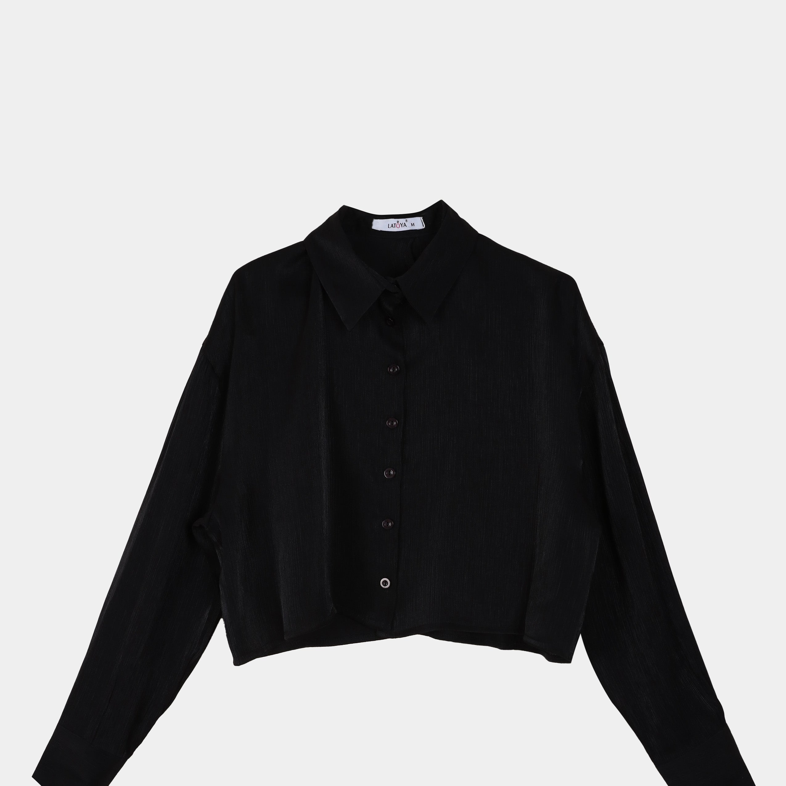 Stain Cropped Satin Shirt s1600906