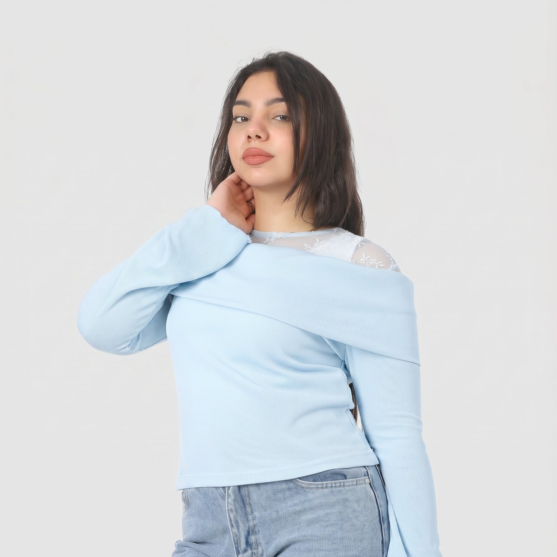 Off-Shoulder Ribbed Blouse 2000/136