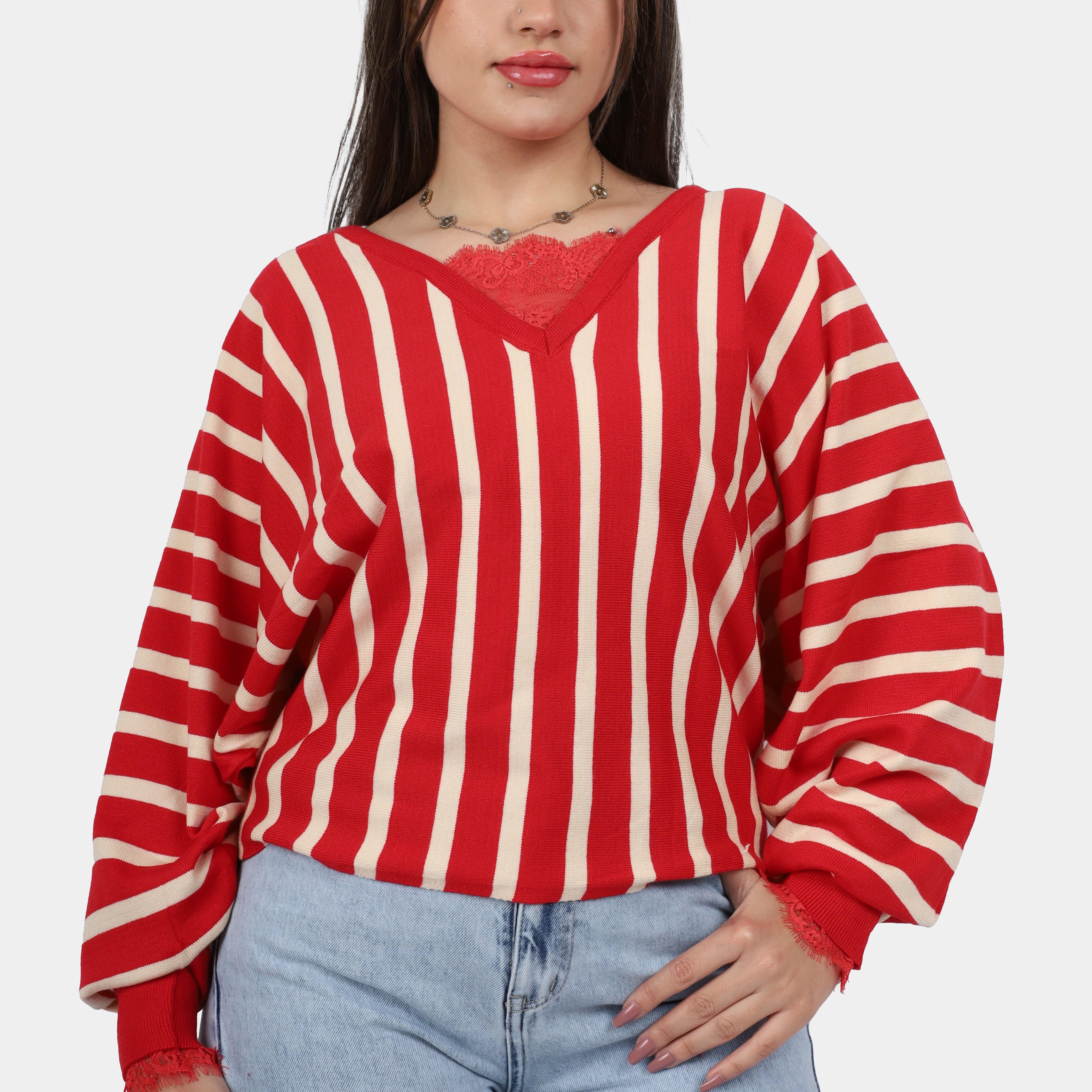 كنزة صوفية مخططة عمودياً w16252717/1