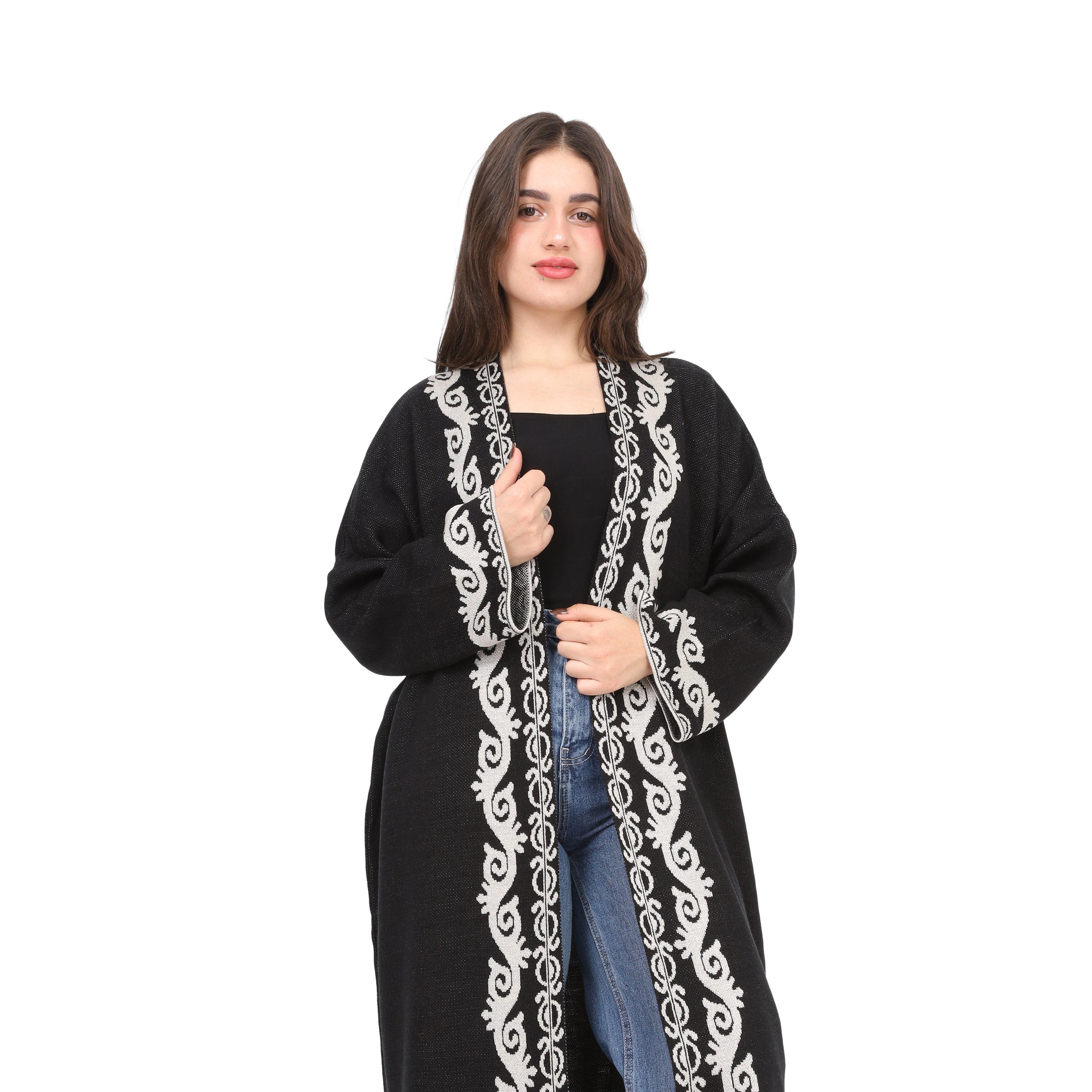 Embroidered Long Open Cardigan 172200607/1
