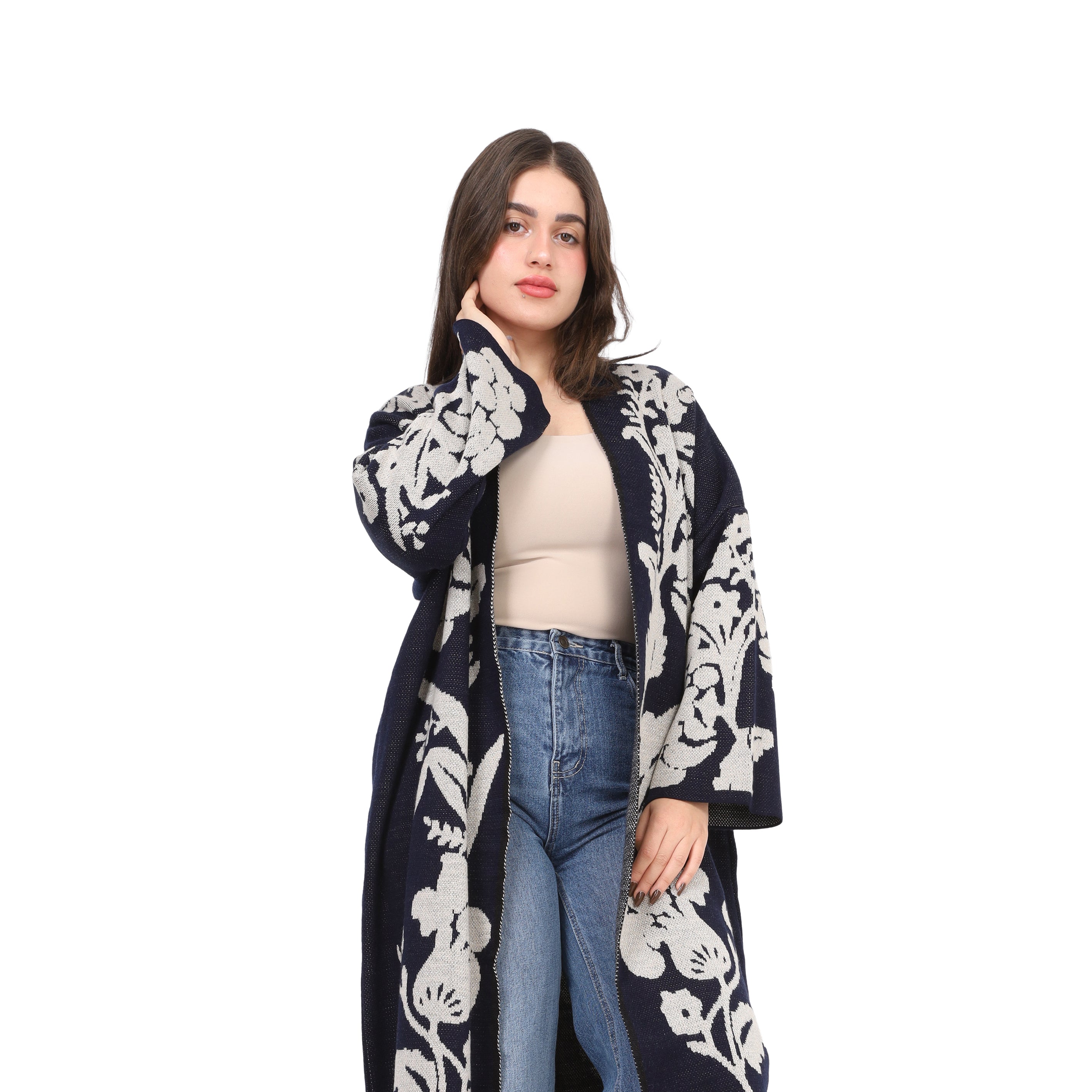 Long Wool Floral Cardigan 172200625