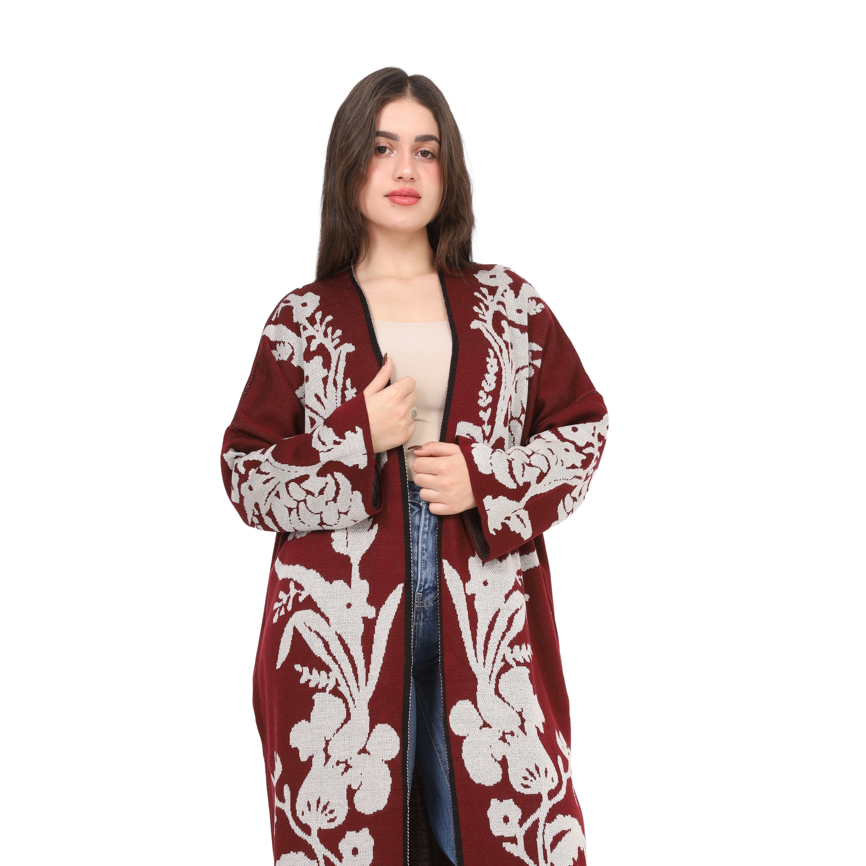 Long Wool Floral Cardigan 172200625