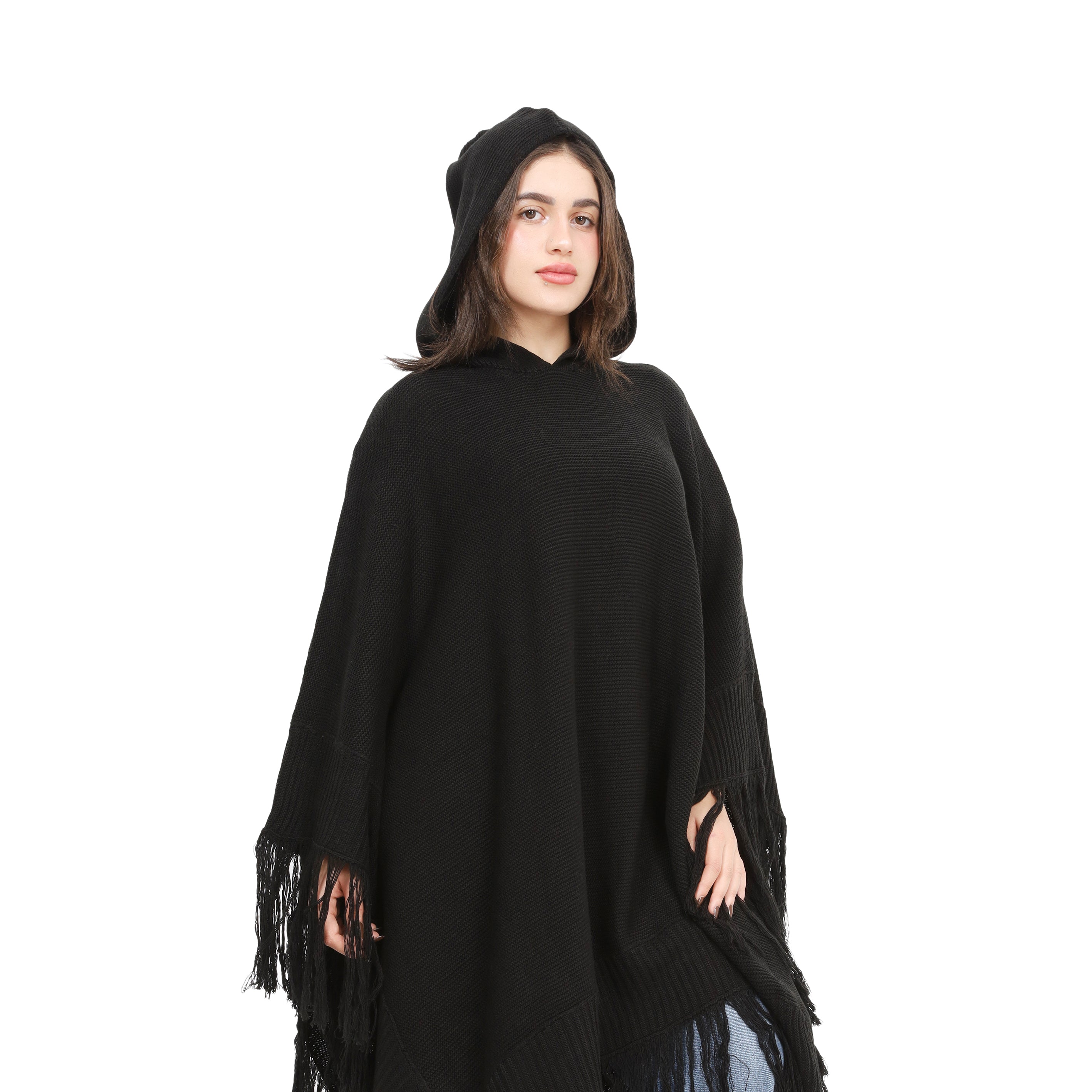 Knitted Fringe Poncho 172201029